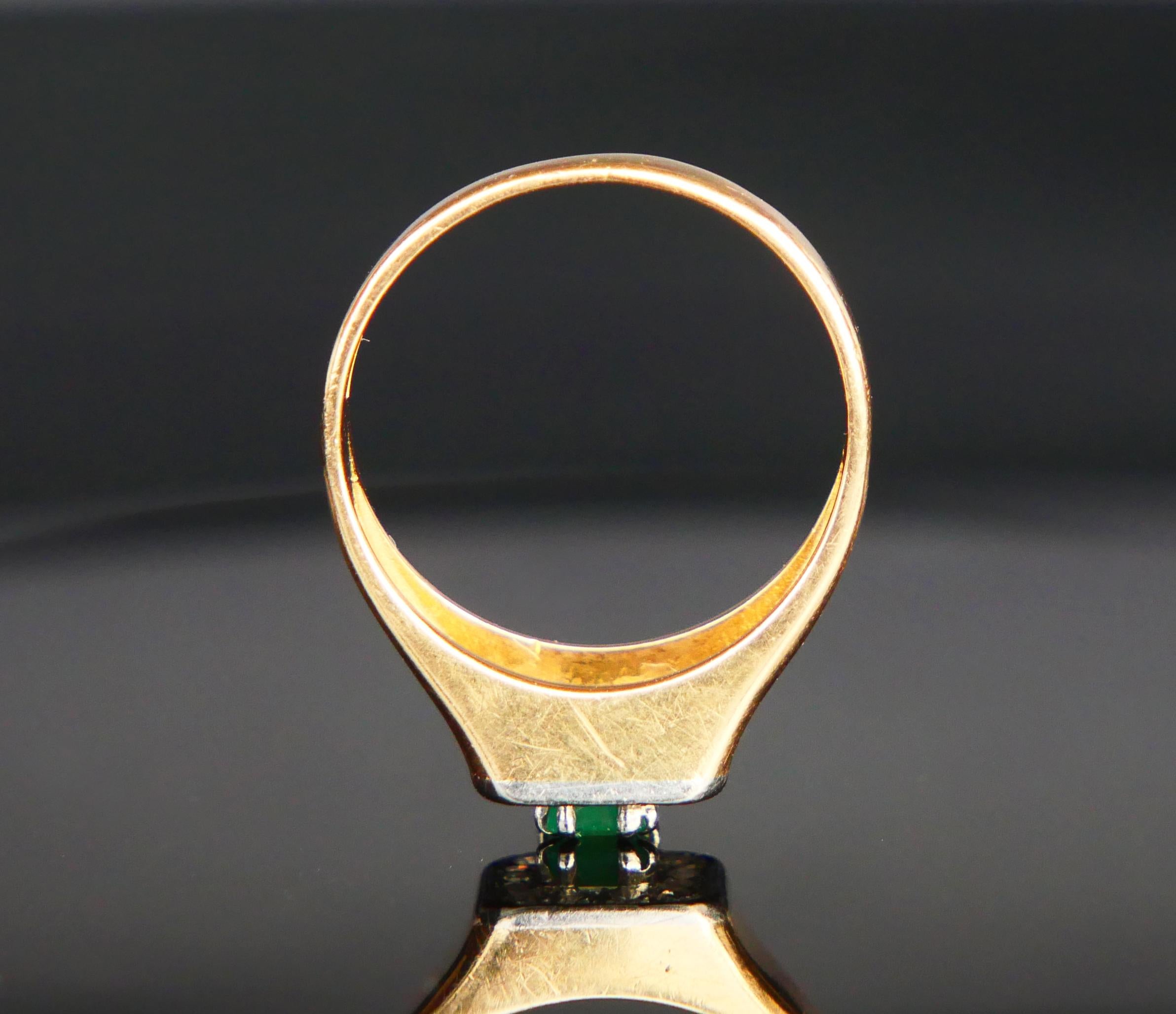 Women's 1966 Ring Emerald Diamonds solid 18K Gold ØUS6 /3.9gr For Sale