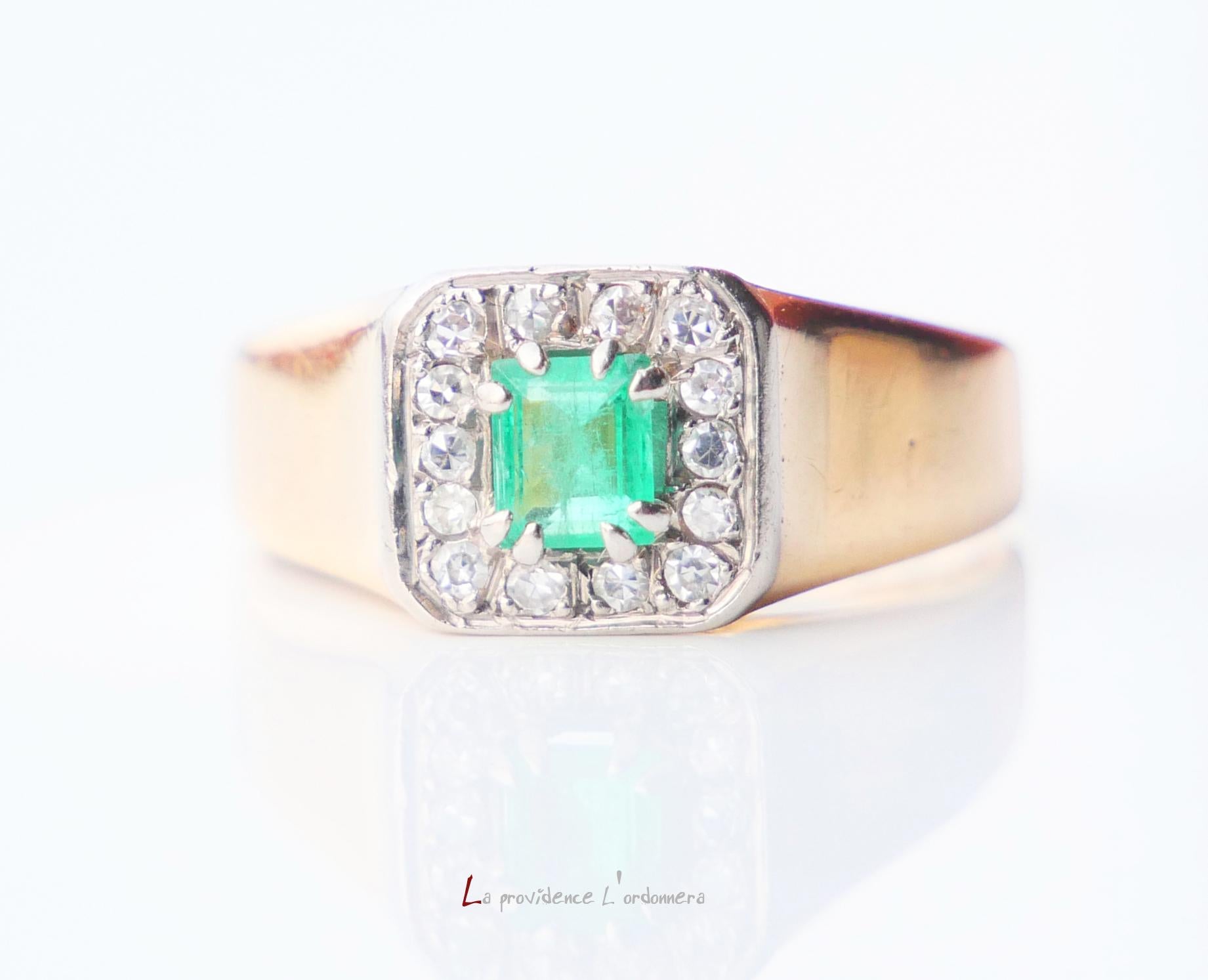 1966 Ring Emerald Diamonds solid 18K Gold ØUS6 /3.9gr For Sale 3