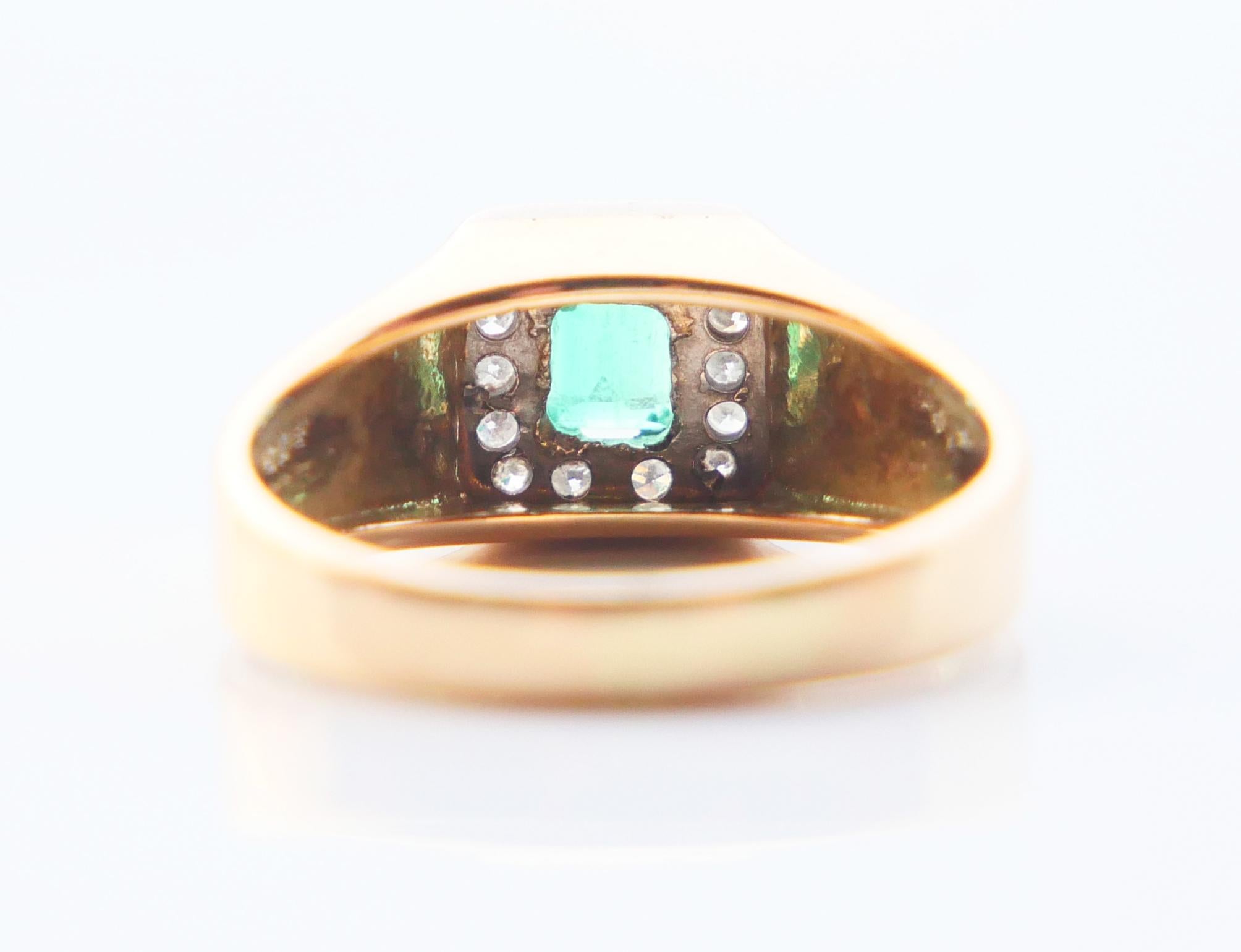 1966 Ring Emerald Diamonds solid 18K Gold ØUS6 /3.9gr For Sale 4