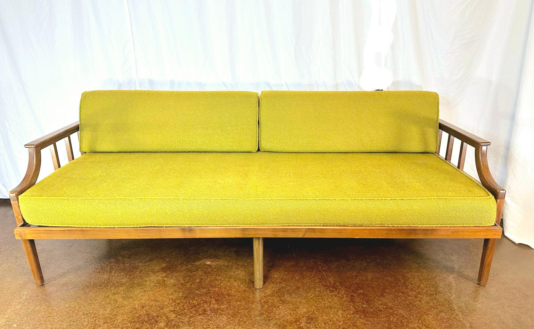 Upholstery 1966 Teak Green Sofa / Loveseat / Daybed For Sale