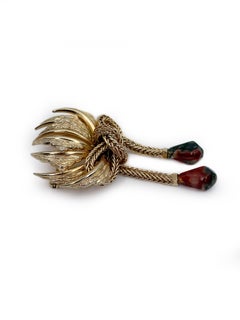 1966 Vintage Grosse Gold Tone Abstract Design Tassel Pin Brooch
