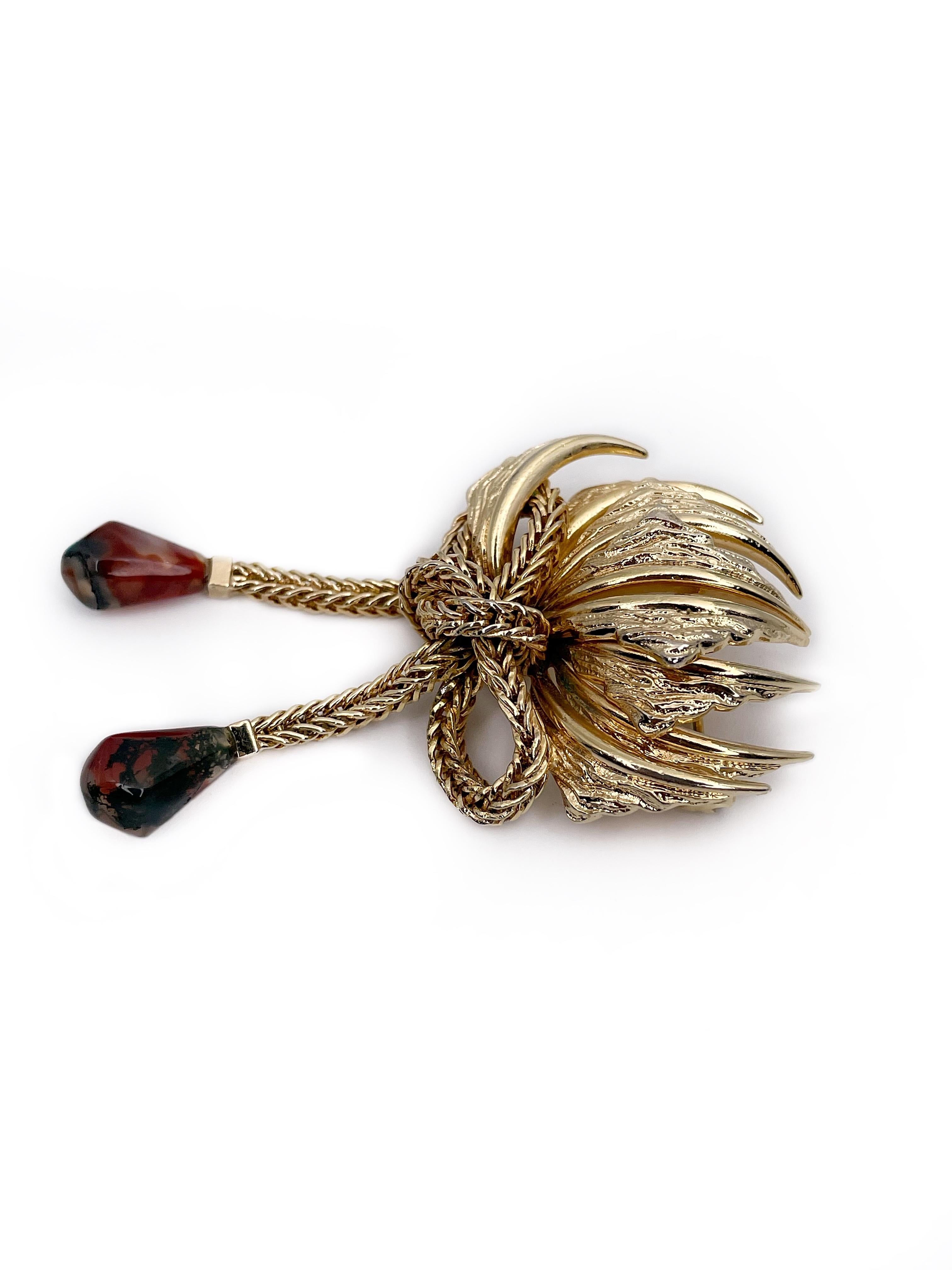 1966 Vintage Grosse Gold Tone Abstract Design Tassel Pin Brooch In Good Condition In Vilnius, LT