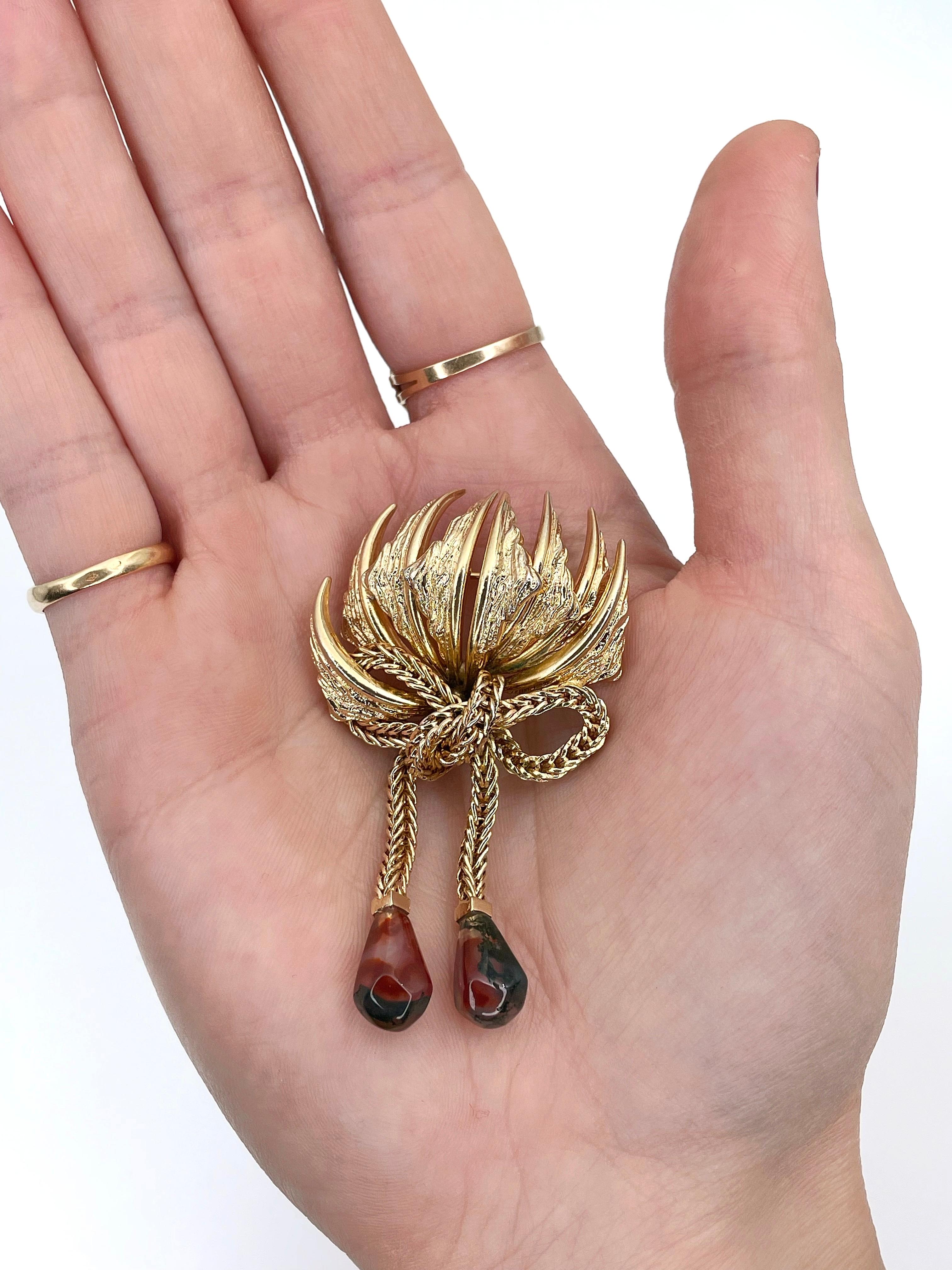 1966 Vintage Grosse Gold Tone Abstract Design Tassel Pin Brooch 2