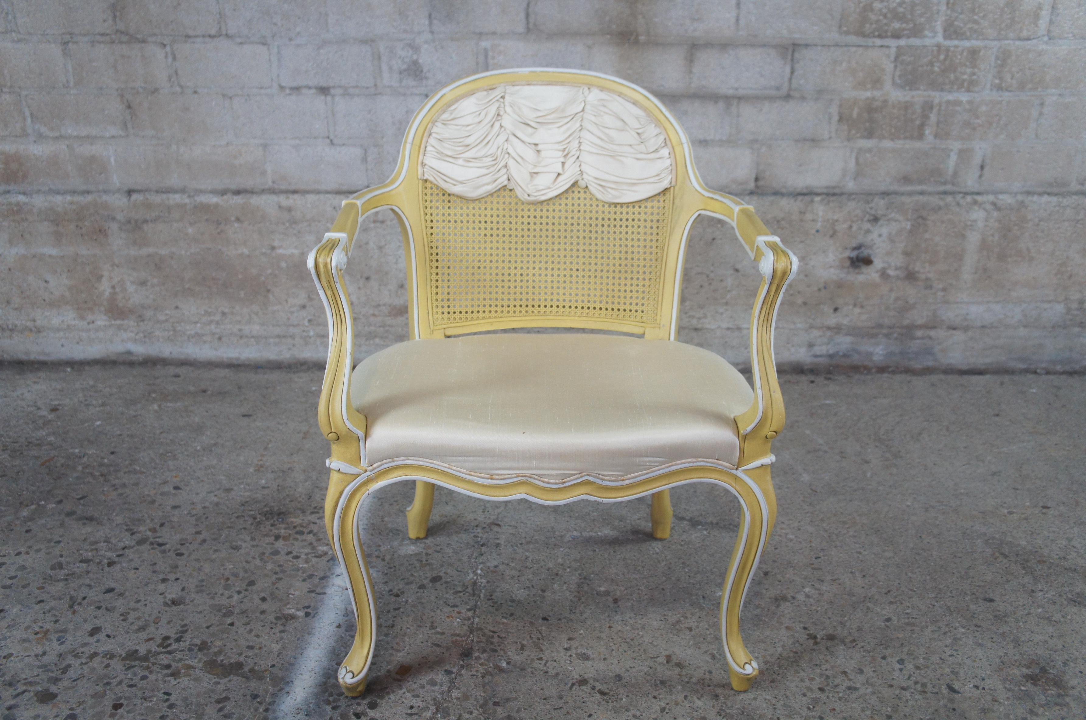 1966 Vintage Hibriten Bernhardt French Provincial Caned Vanity Arm Accent Chair 2