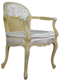 1966 Vintage Hibriten Bernhardt French Provincial Caned Vanity Arm Accent Chair