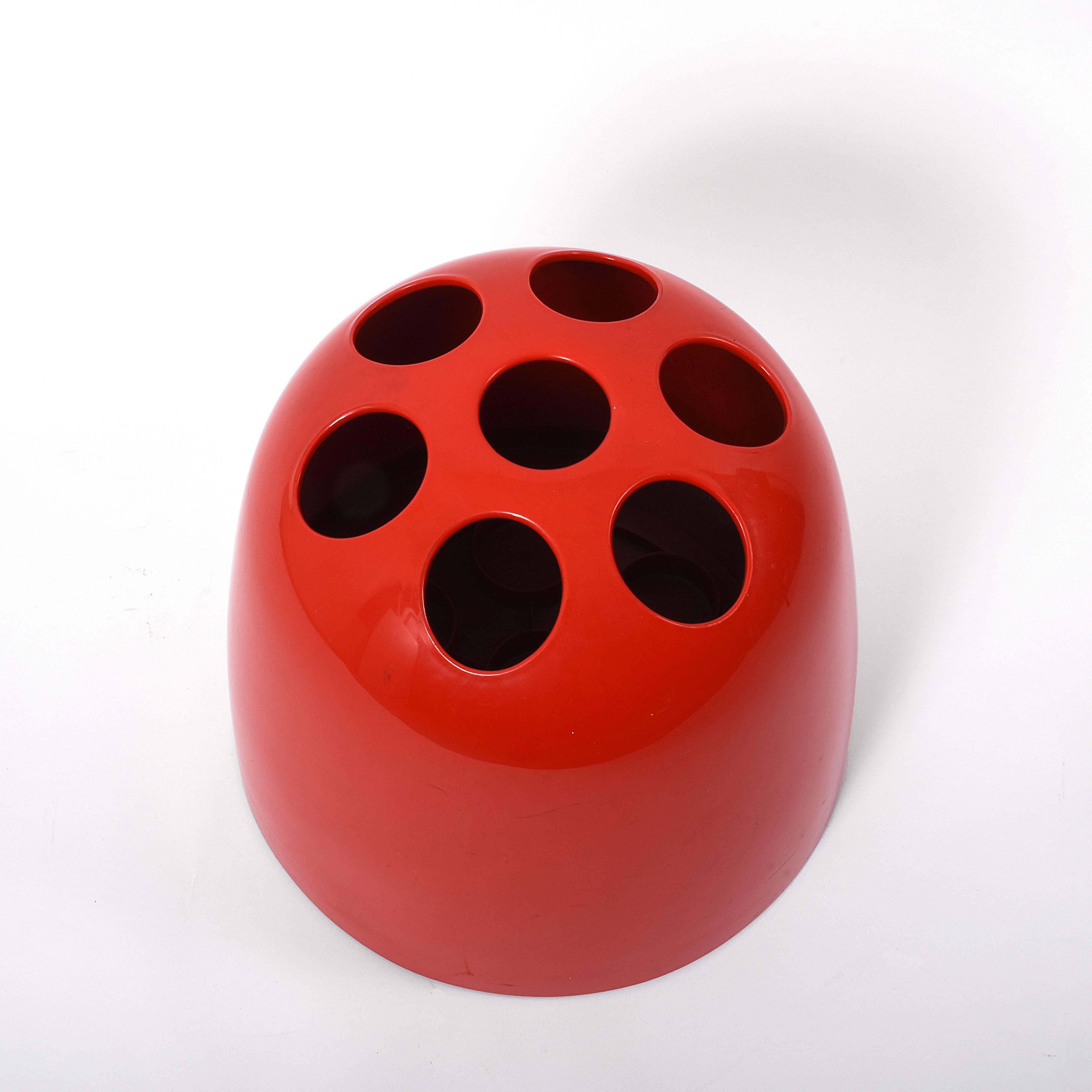 Mid-Century Modern 1966 Emma Gismondi Schweinberger for Artemide Dedalo Umbrella Stand Red, Italy