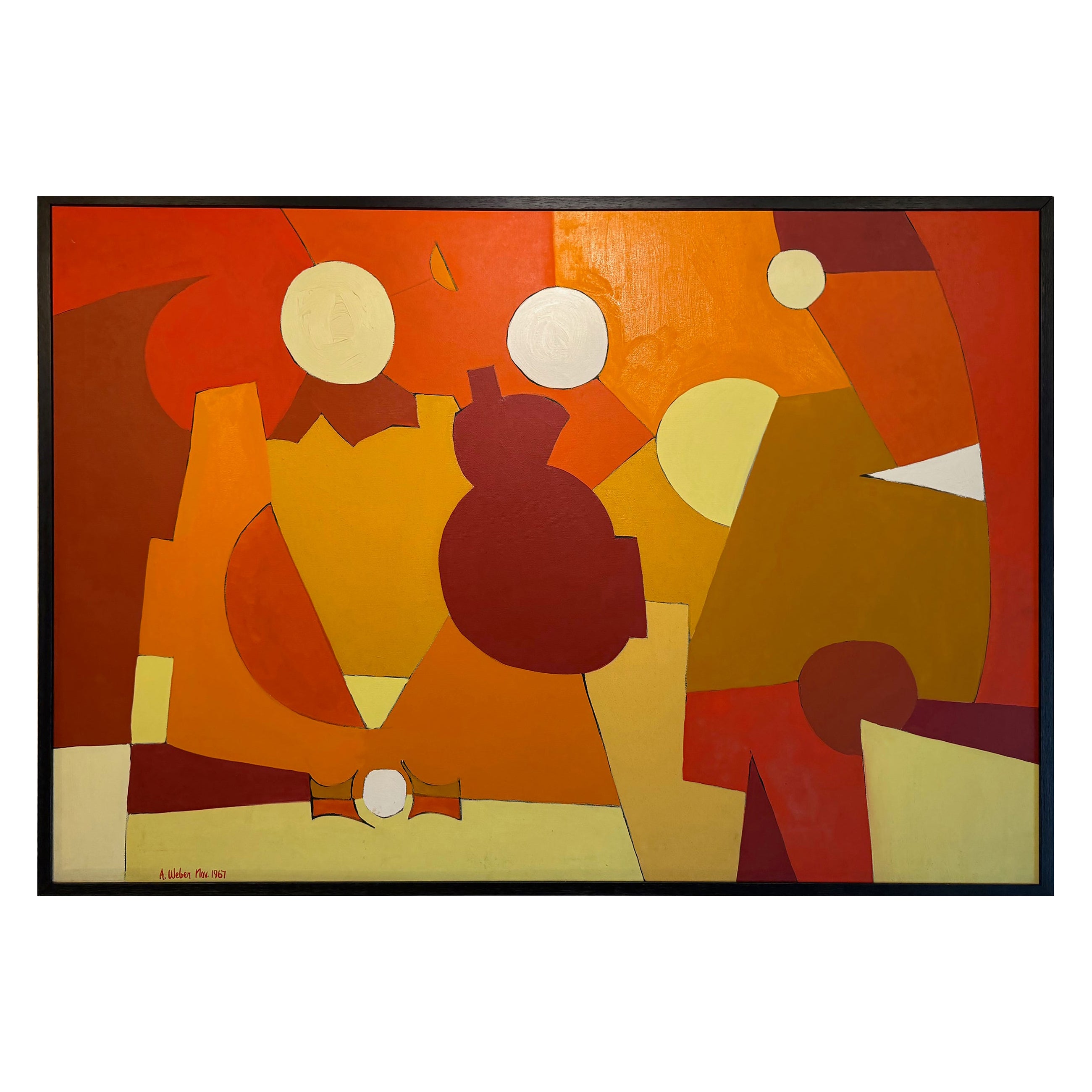 1967 Arnold Weber Mid-century Modern Abstract Oil Painting, Impasto on Canavas