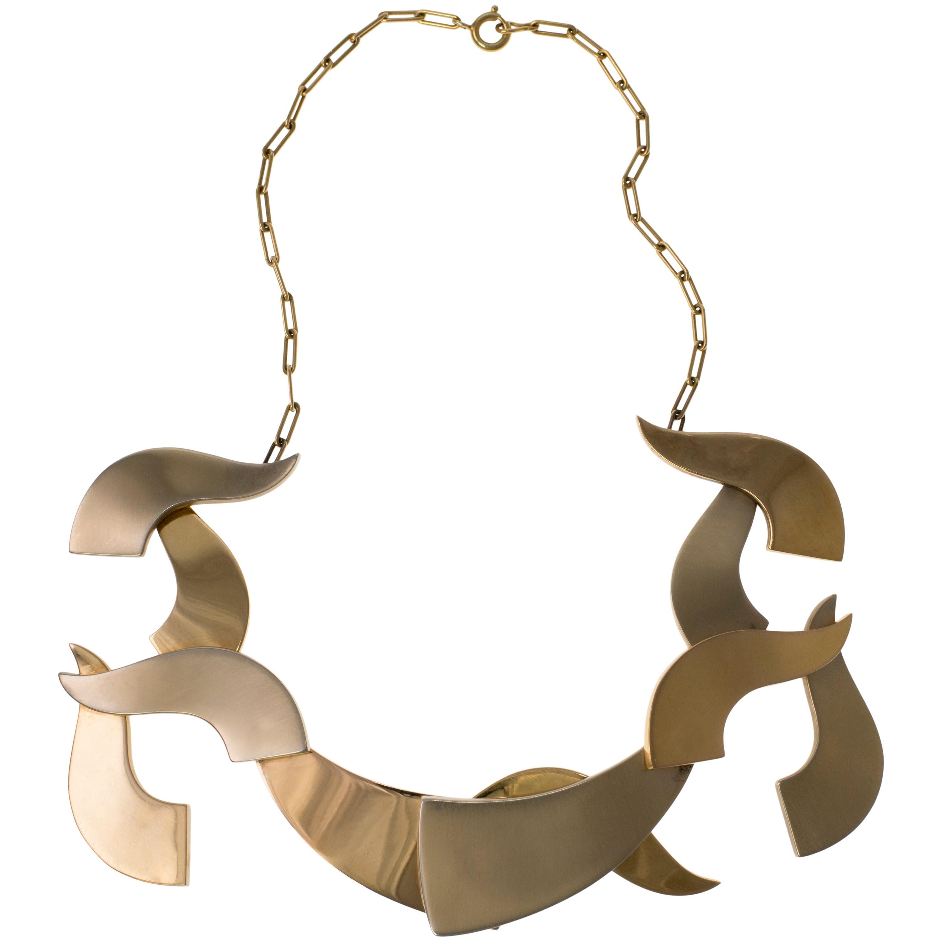 Hans Richter Dada Wearable Artist Jewel 18 Karat Gold Necklace 1967 For Sale