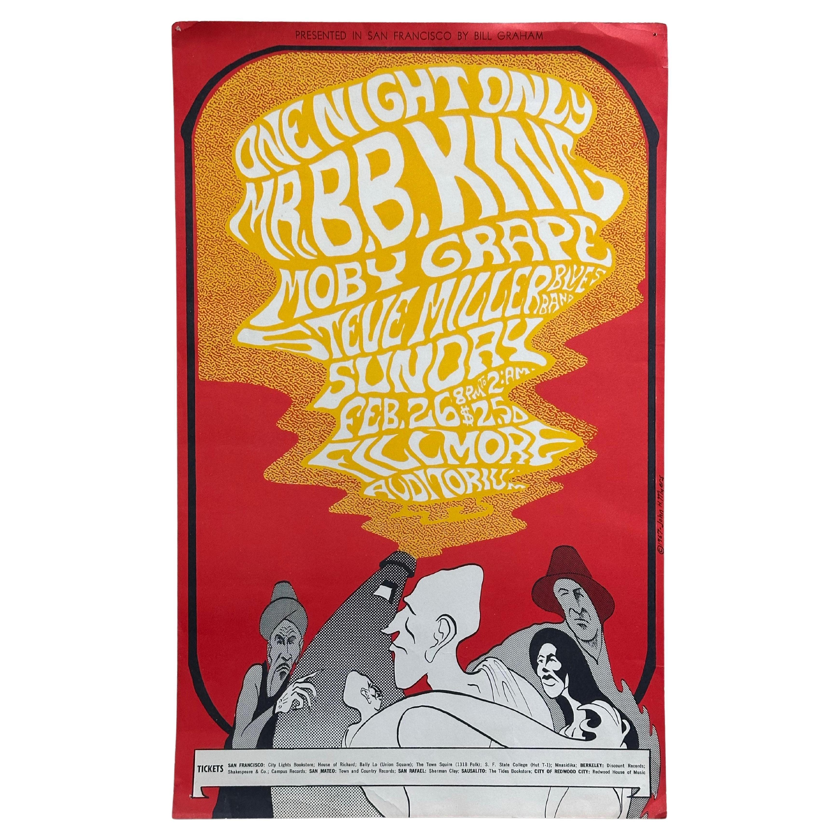 1967 Bill Graham Fillmore Concert Poster — B.B. King, Steve Miller