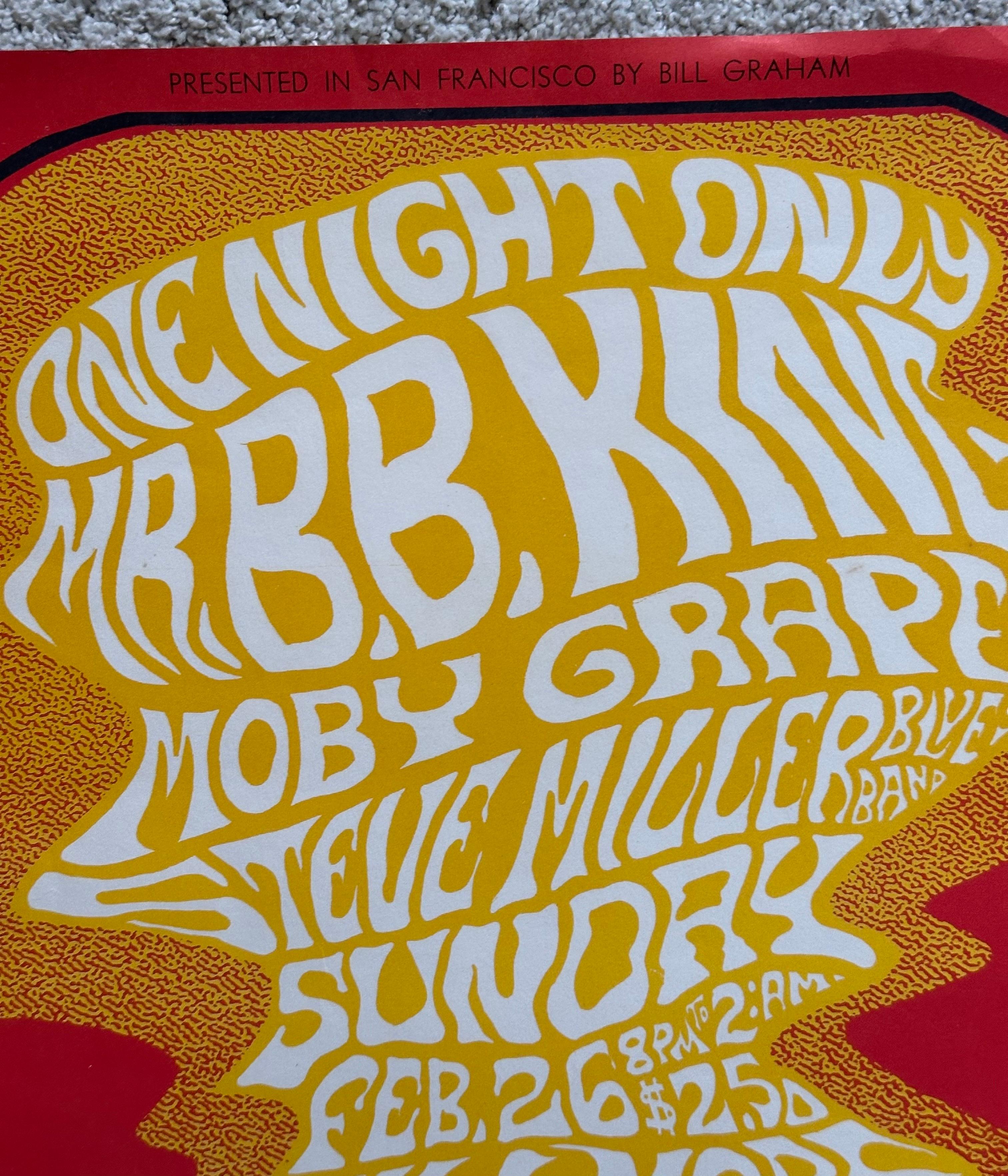 1967 Bill Graham Fillmore Concert Poster — B.B. King, Steve Miller