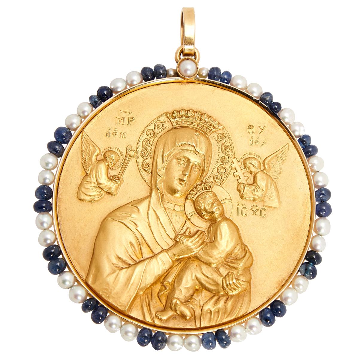 1967 Bulgari Baptism Gold Pendant in Original Box For Sale