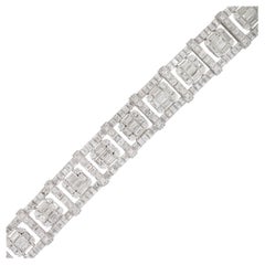 19.67 Carat Mosaic Diamond Square Station Bracelet 18 Karat In Stock