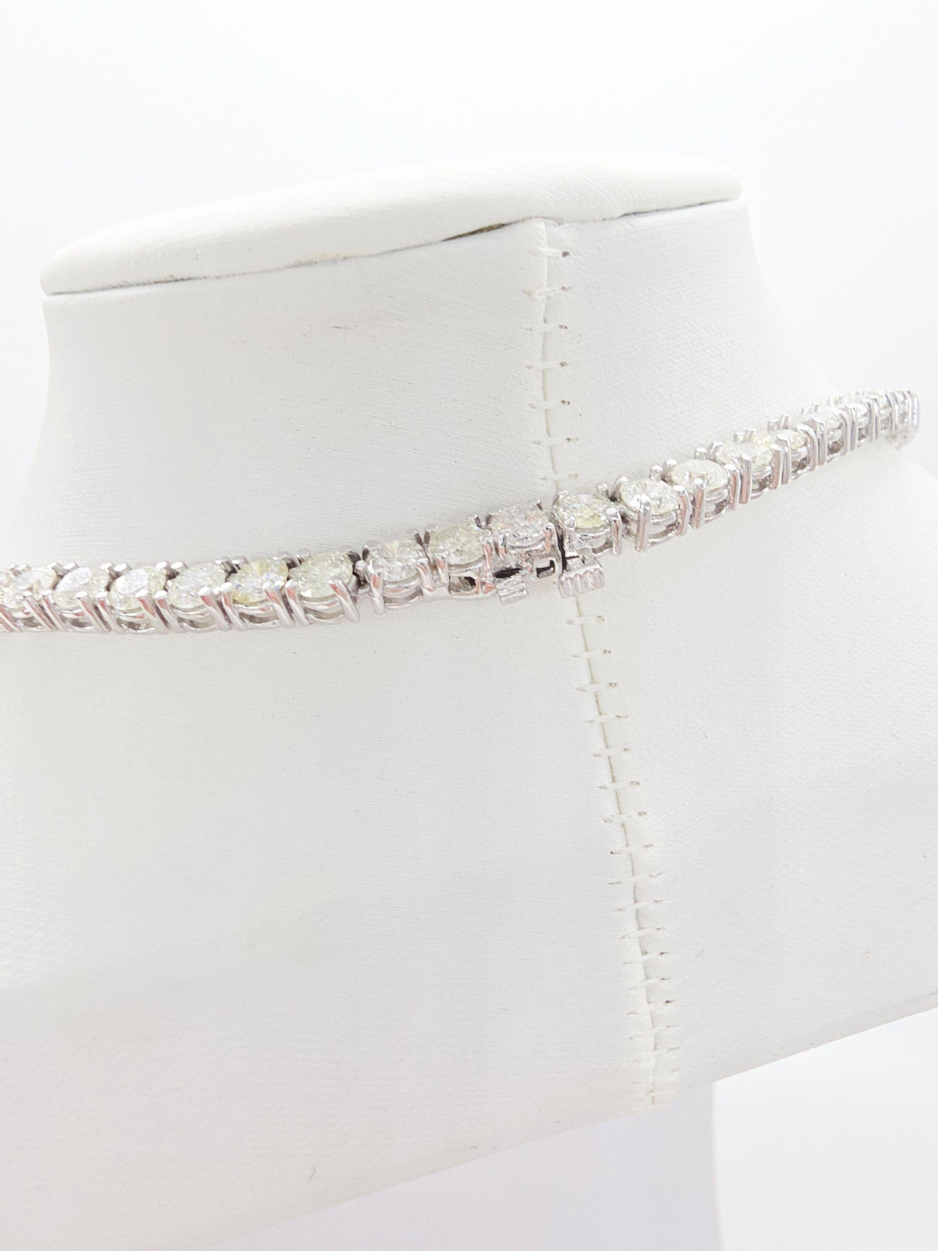 19,67 Karat runde natürliche Diamant Tennis Halskette 14K Weiß 16'' im Angebot 1