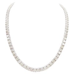 19.67 Carat Round Natural Diamond Tennis Necklace 14K White 16''