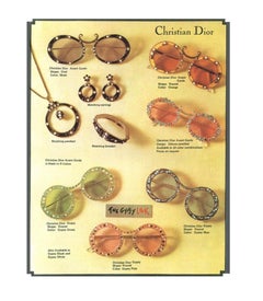 1967 Christian Dior by Tura Gold 'Gypsy' Rhinestone Enamel Hippy Sunglasses