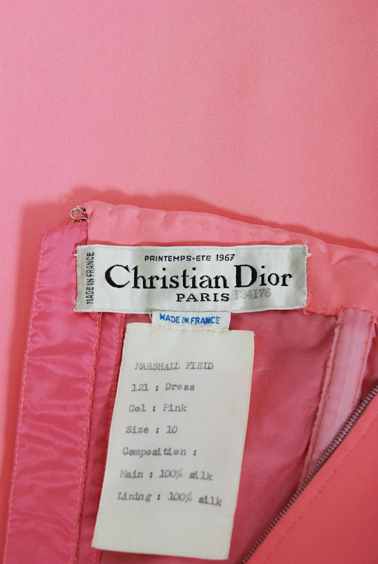 Women's Vintage 1967 Christian Dior Haute Couture Bubblegum Pink Silk One-Shoulder Gown