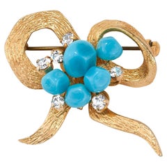 1967 Christian Dior Turquoise Bow Brooch