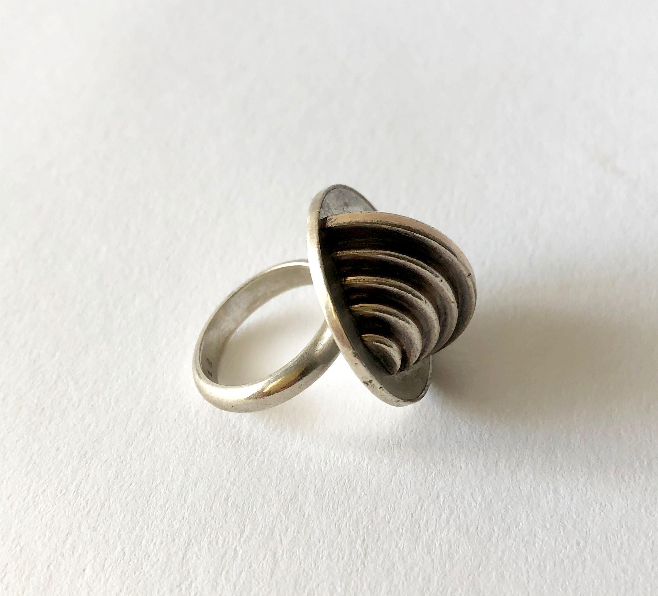 1967 Edival Ramosa Gem Montebello Silver Geometric Brazilian Modernist Ring In Good Condition In Palm Springs, CA