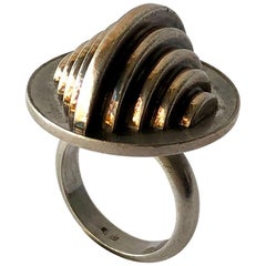 1967 Edival Ramosa Gem Montebello Silver Geometric Brazilian Modernist Ring