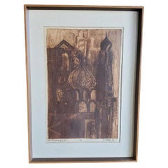 1967 Etching Titled, Dated, Signed Number "St. Petersburg" #6/6 Artist H. Valoff