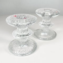 1967 Iittala Festivo Ring Candle Holders Art Glass Timo Sarpaneva Finland