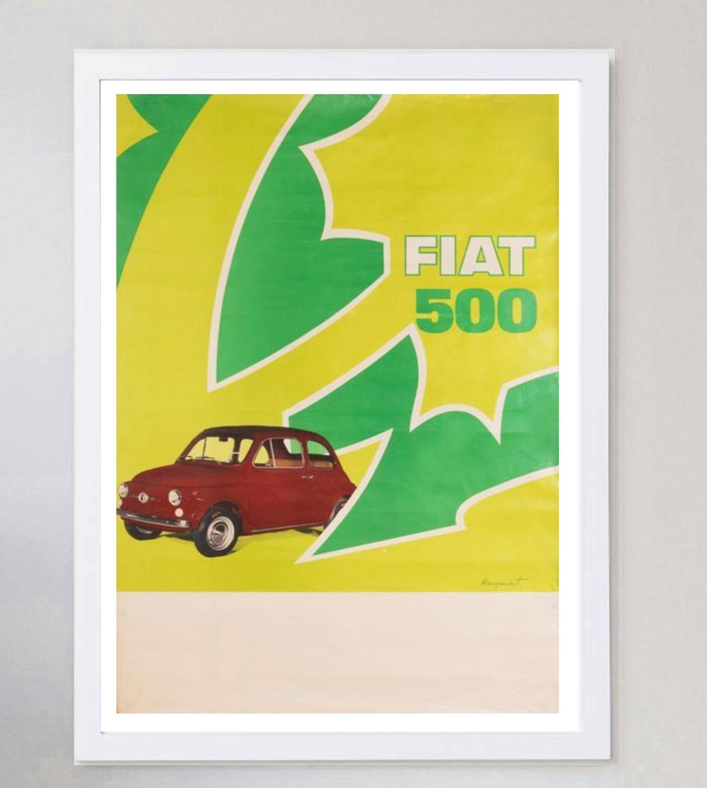 1967 Fiat 500 Original Vintage Poster In Good Condition For Sale In Winchester, GB