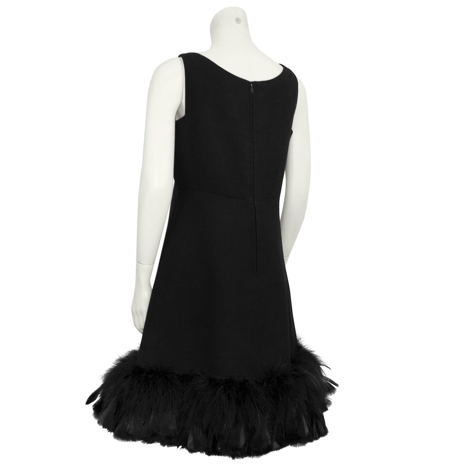 black dress with feathers