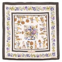 1967 Hermes Multicoloured Les Jardiniers du Roy by Maurice Tranchant Silk Scarf