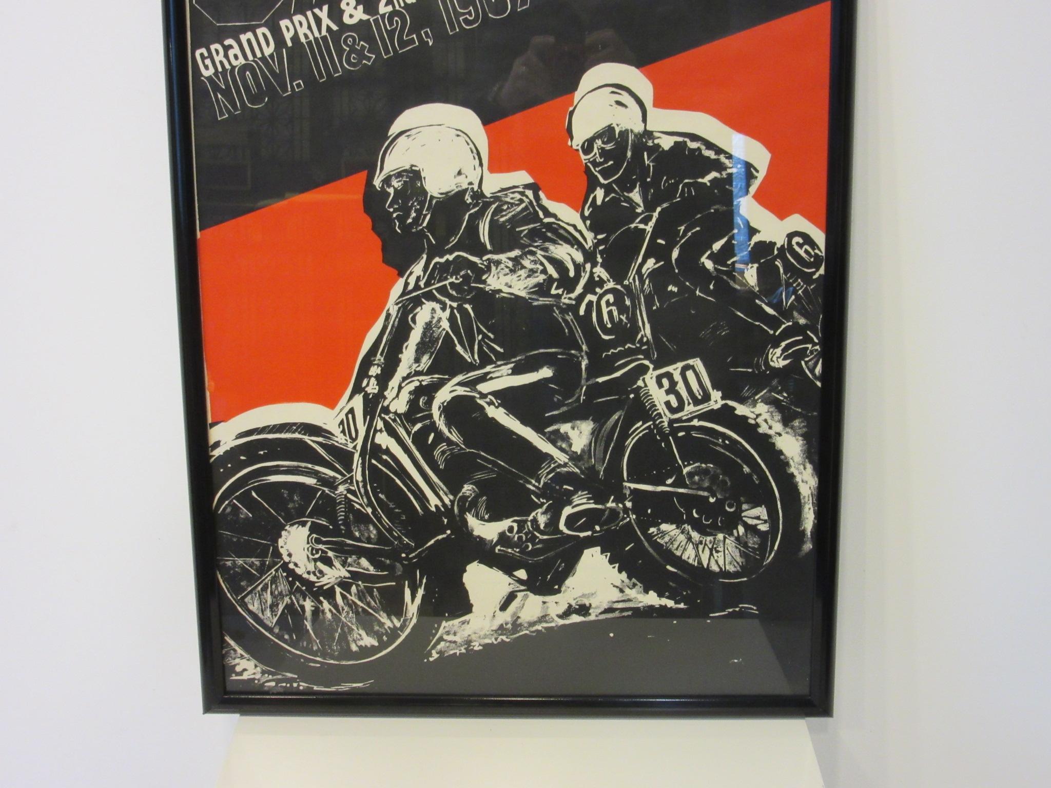 Mid-Century Modern affiche du Moto Cross international de Hopetown 1967 par Earl Newman en vente