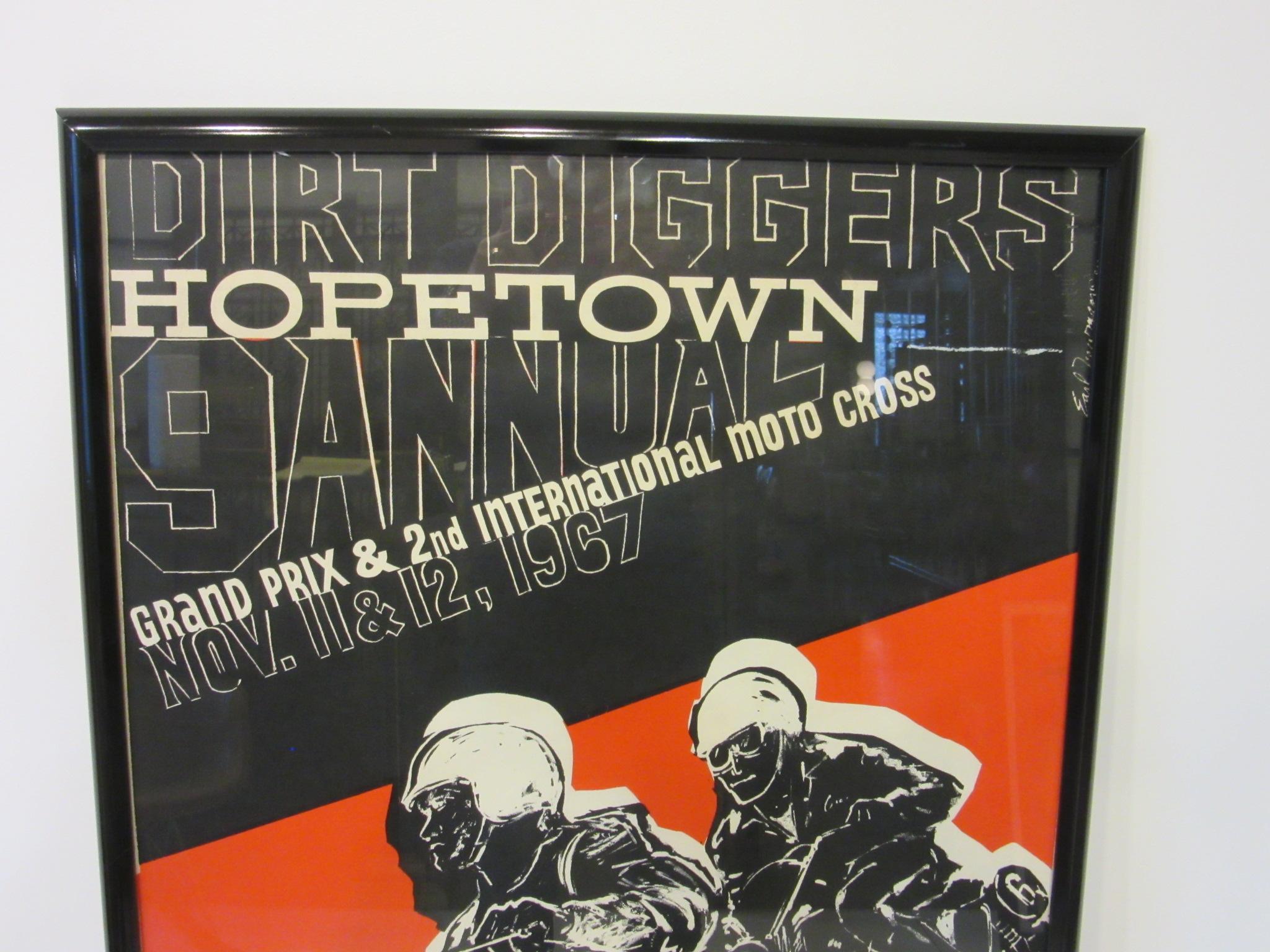 affiche du Moto Cross international de Hopetown 1967 par Earl Newman Bon état - En vente à Cincinnati, OH