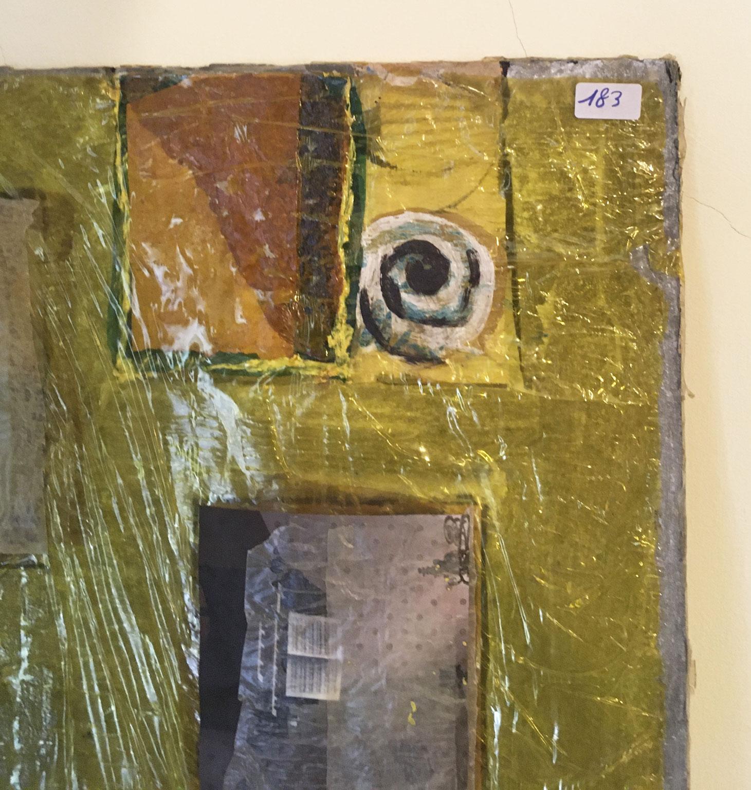 Resin 1967 Italy Abstract Painting and Mixed Media Collage by Ermete Lancini  For Sale
