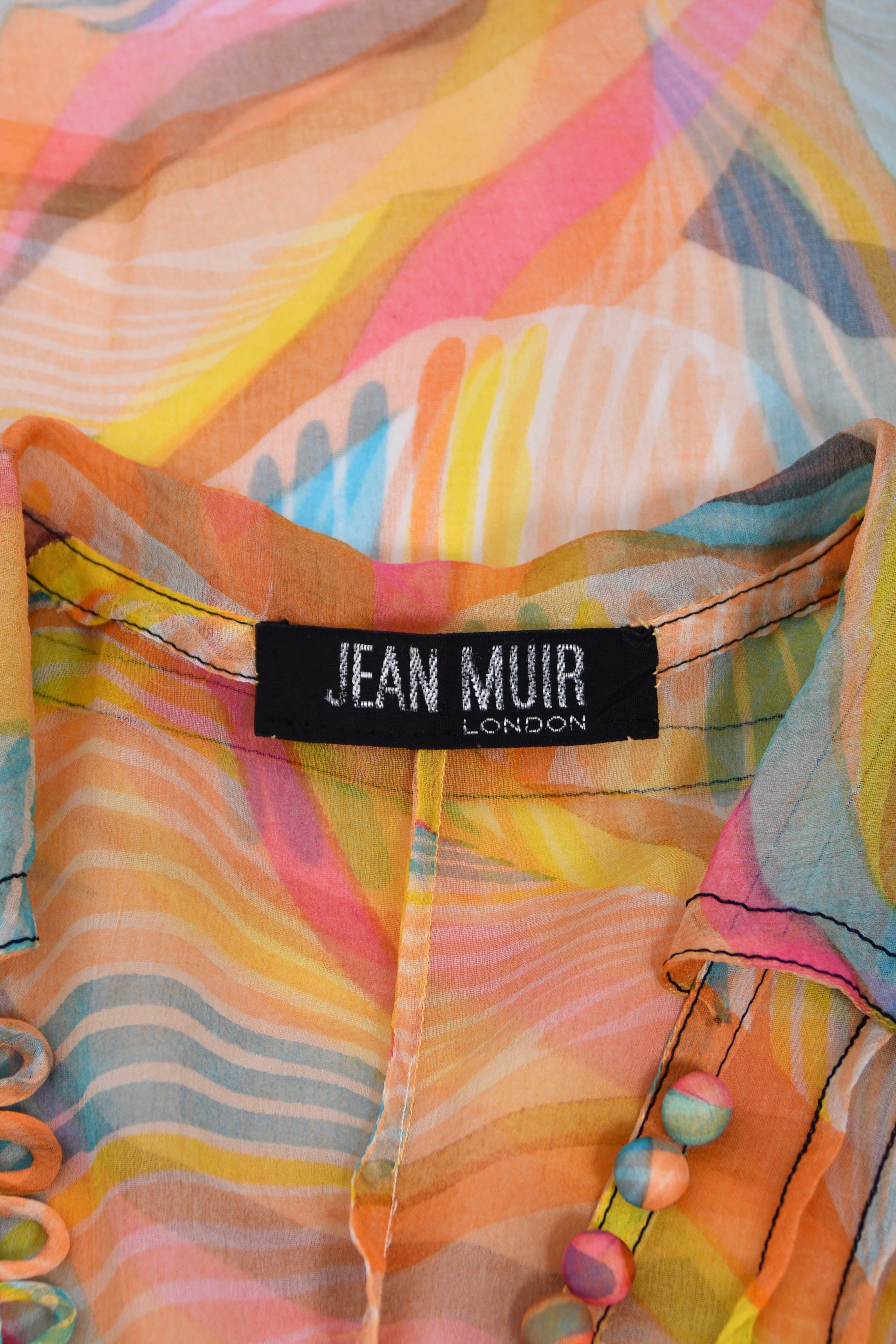 1967 Jean Muir Documented Psychedelic Op-Art Sheer Silk Tunic Mini Dress & Pants For Sale 15