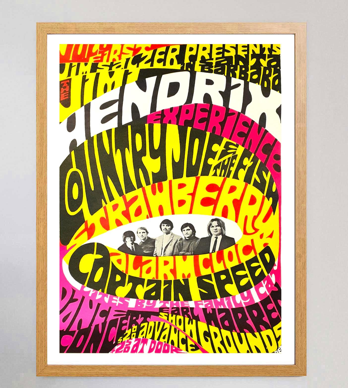 1967 Jimi Hendrix Experience & Country Joe and the Fish - Santa Barbara Poster In condizioni buone in vendita a Winchester, GB