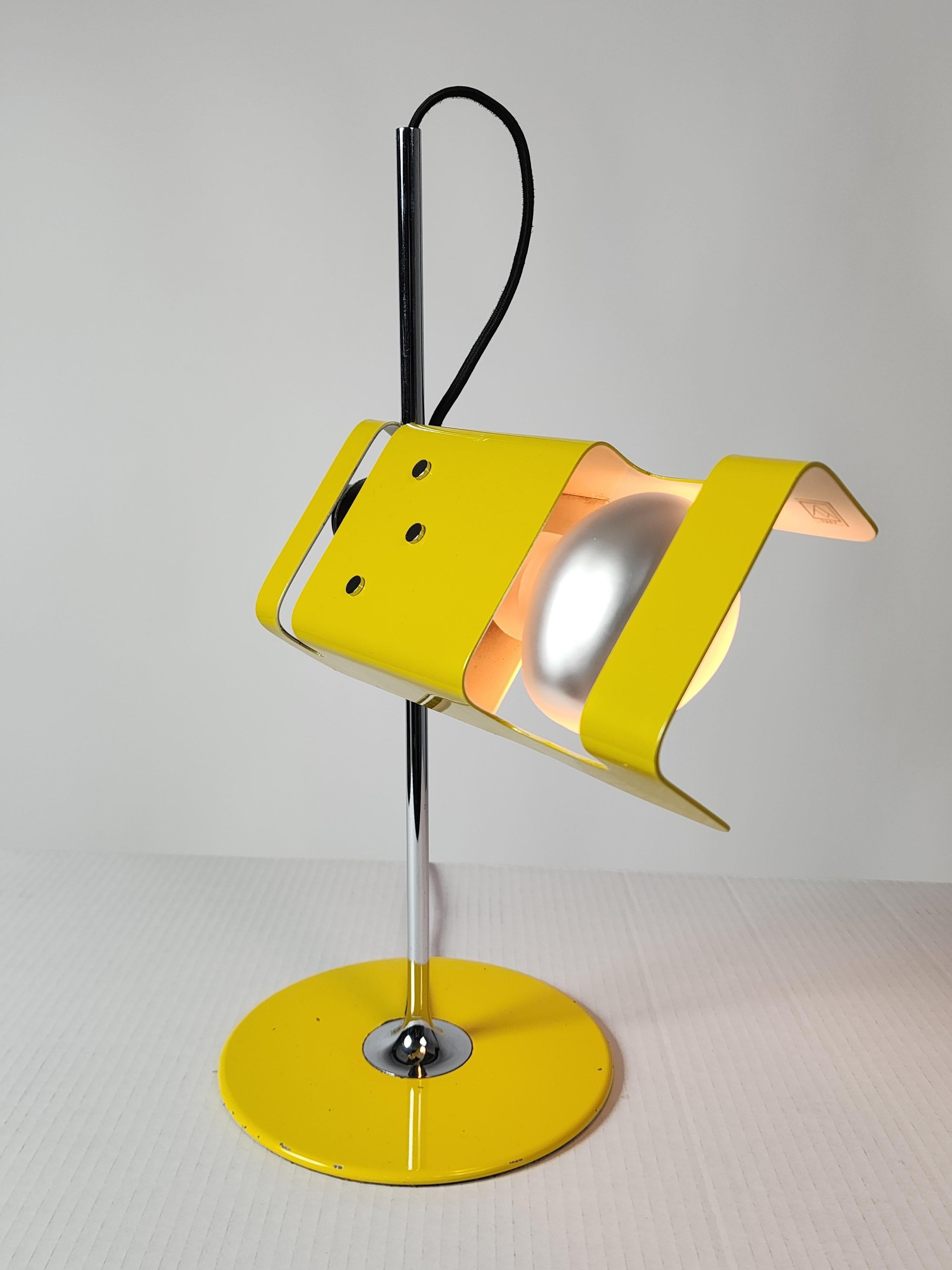 Rare primary yellow color Spyder table lamp model #291 from Joe Colombo for Oluce . 

Does have the 1967 sticker inside shade.


