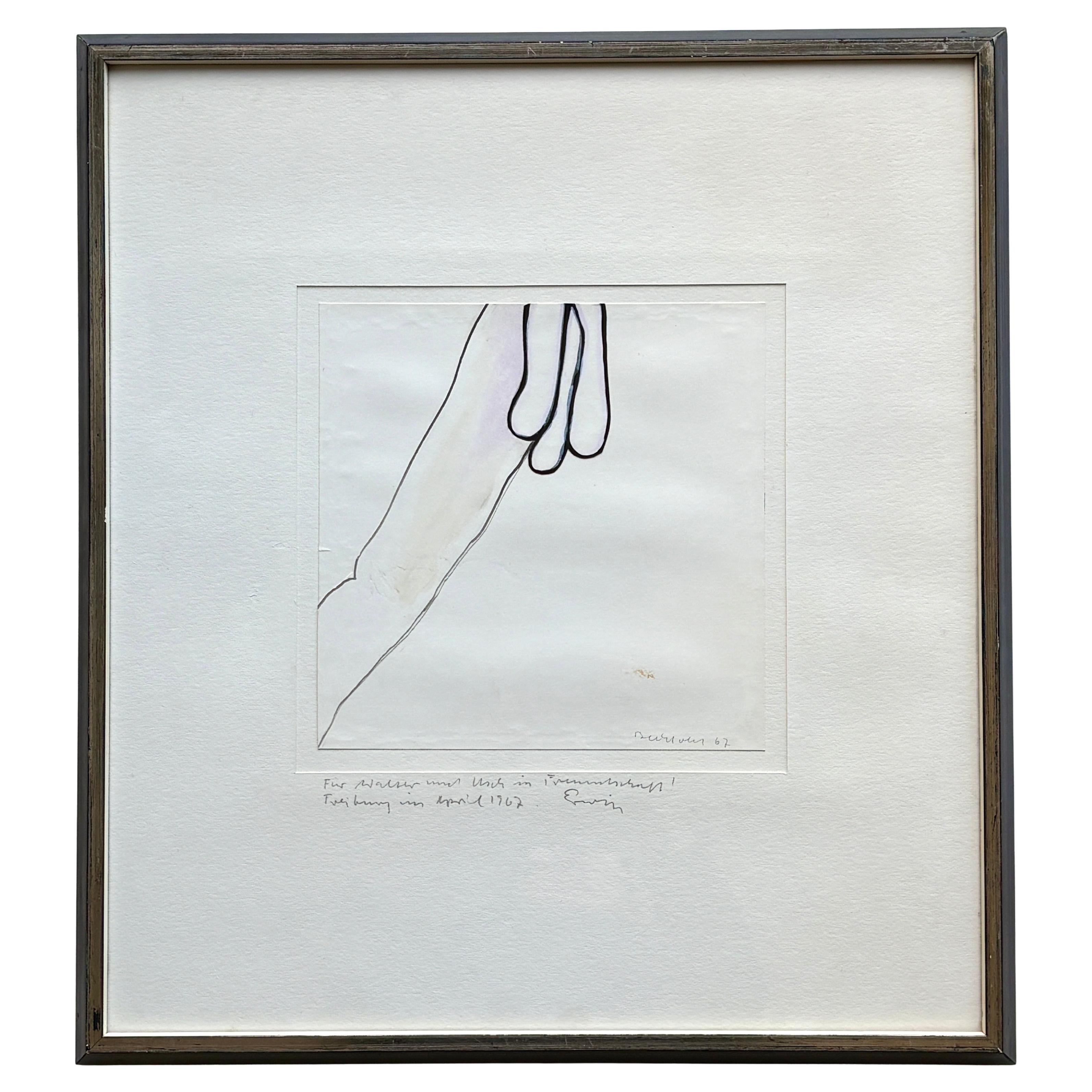 1967 Mid-Century Modern Abstract Mixed Media Signed by Erwin Bechtold For Sale