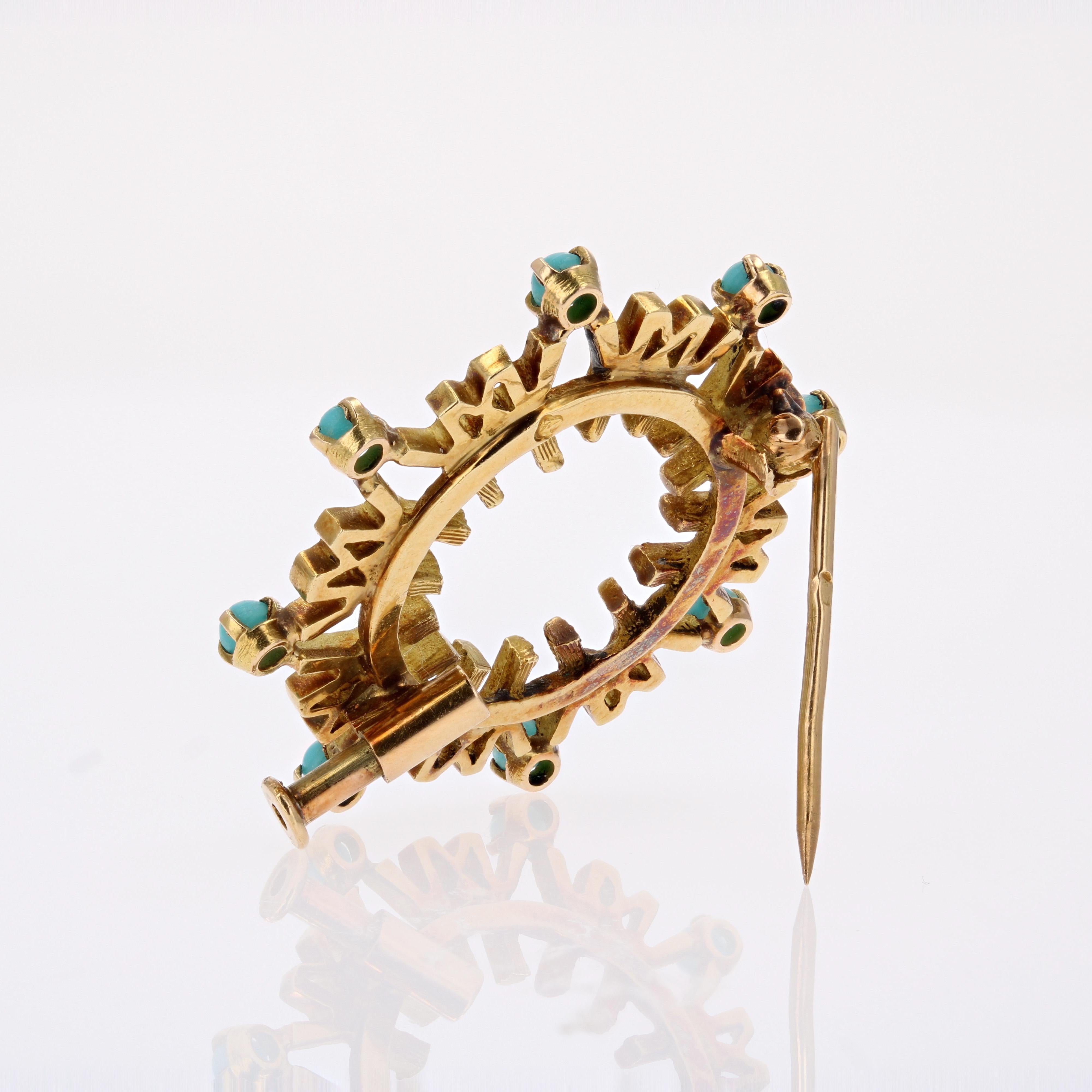 1967 Montreal Universal Exhibition Turquoise Gold Brooch 3