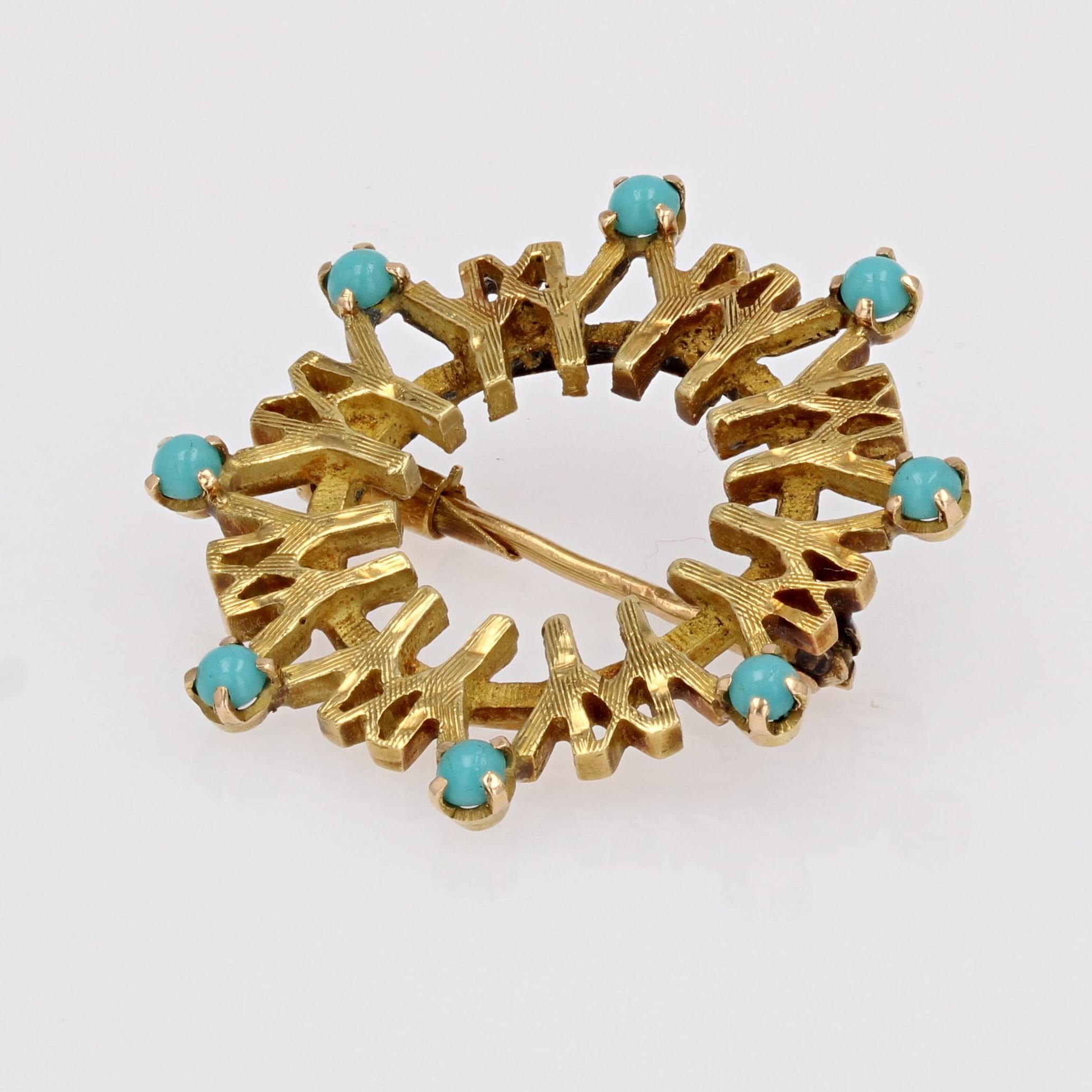 Women's 1967 Montreal Universal Exhibition Turquoise Gold Brooch