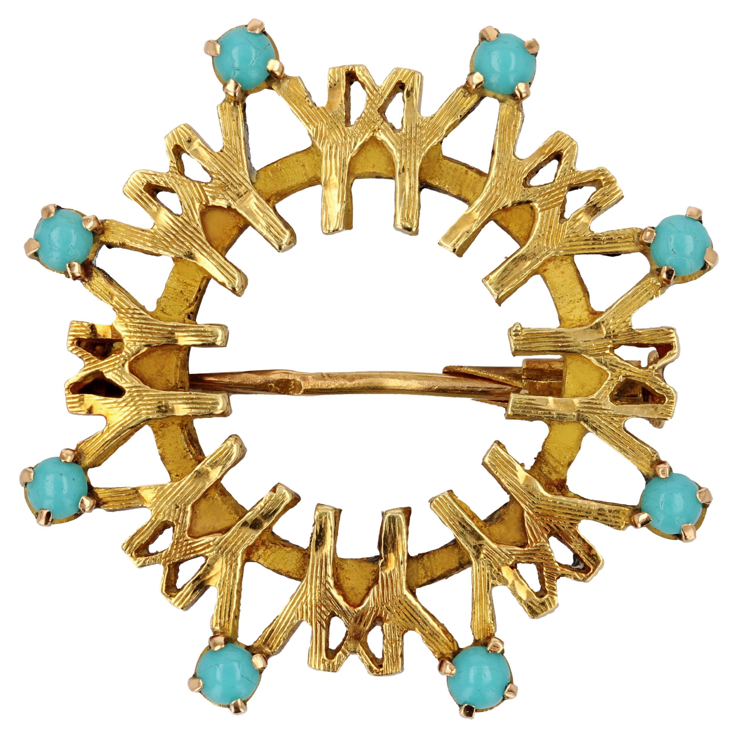 1967 Montreal Universal Exhibition Turquoise Gold Brooch