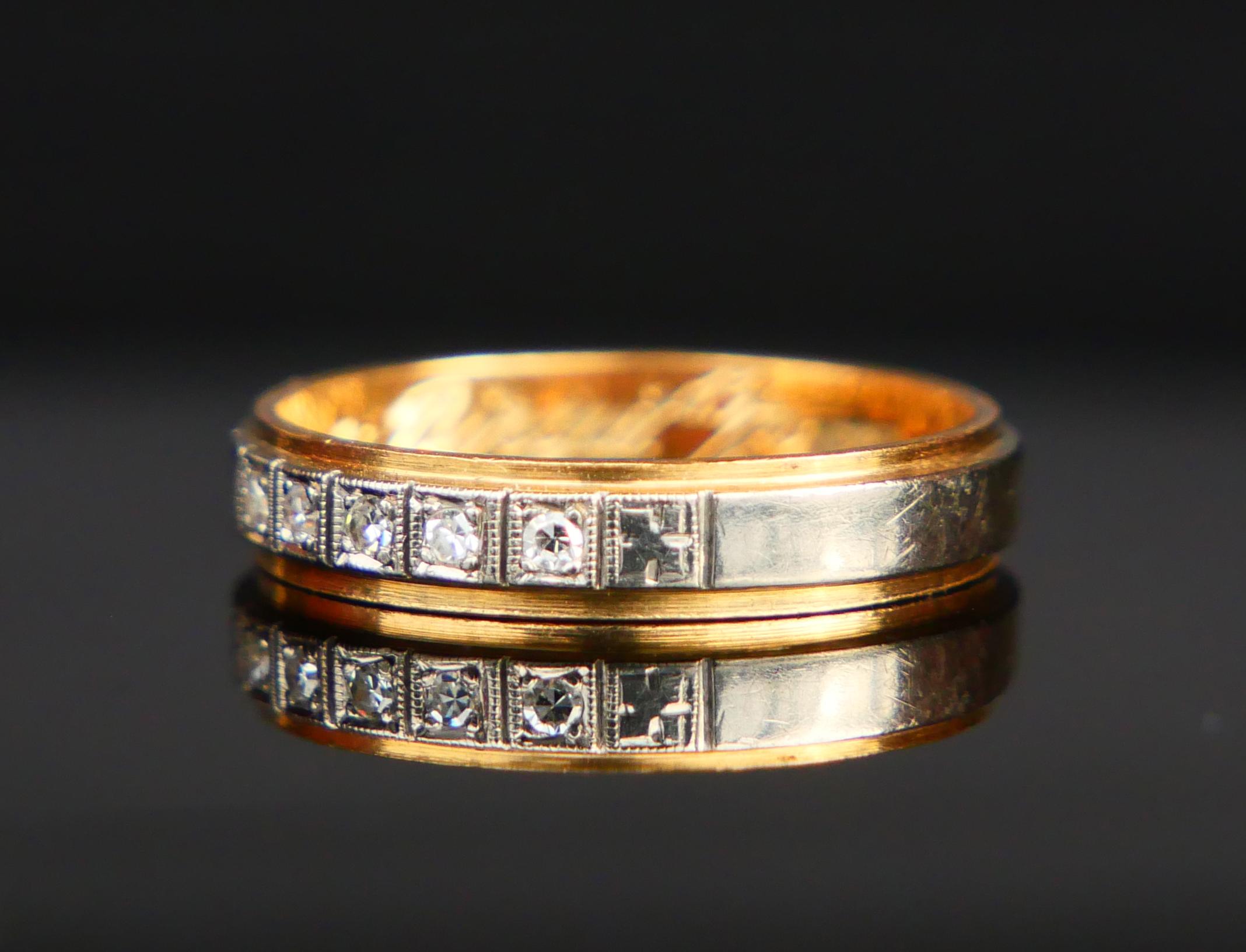 Retro 1967 Nordic Alliance Wedding Ring Diamonds solid 18K Gold ØUS6.25/ 3.1gr For Sale