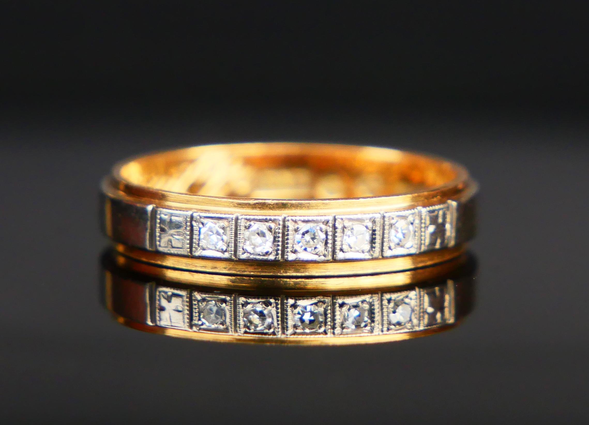 Old European Cut 1967 Nordic Alliance Wedding Ring Diamonds solid 18K Gold ØUS6.25/ 3.1gr For Sale