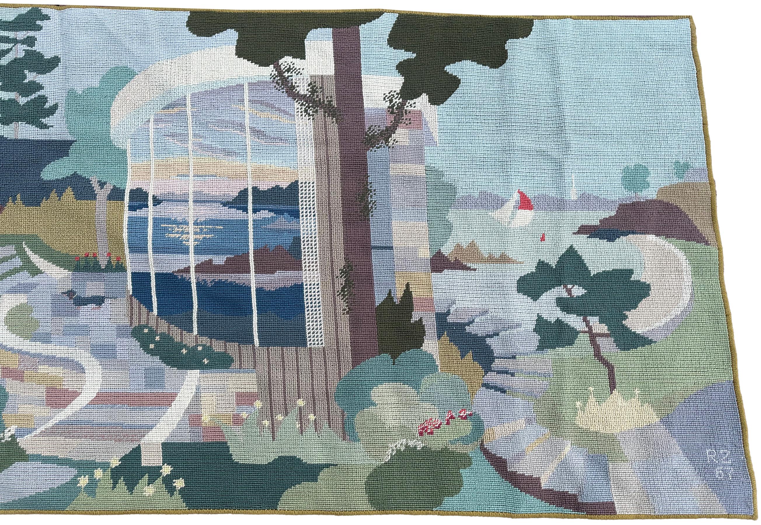 20th Century 1967 Phillips Pilot Rock Tapestry Yacht Club Rare Needlepoint 3x8ft 89cm x 249cm For Sale