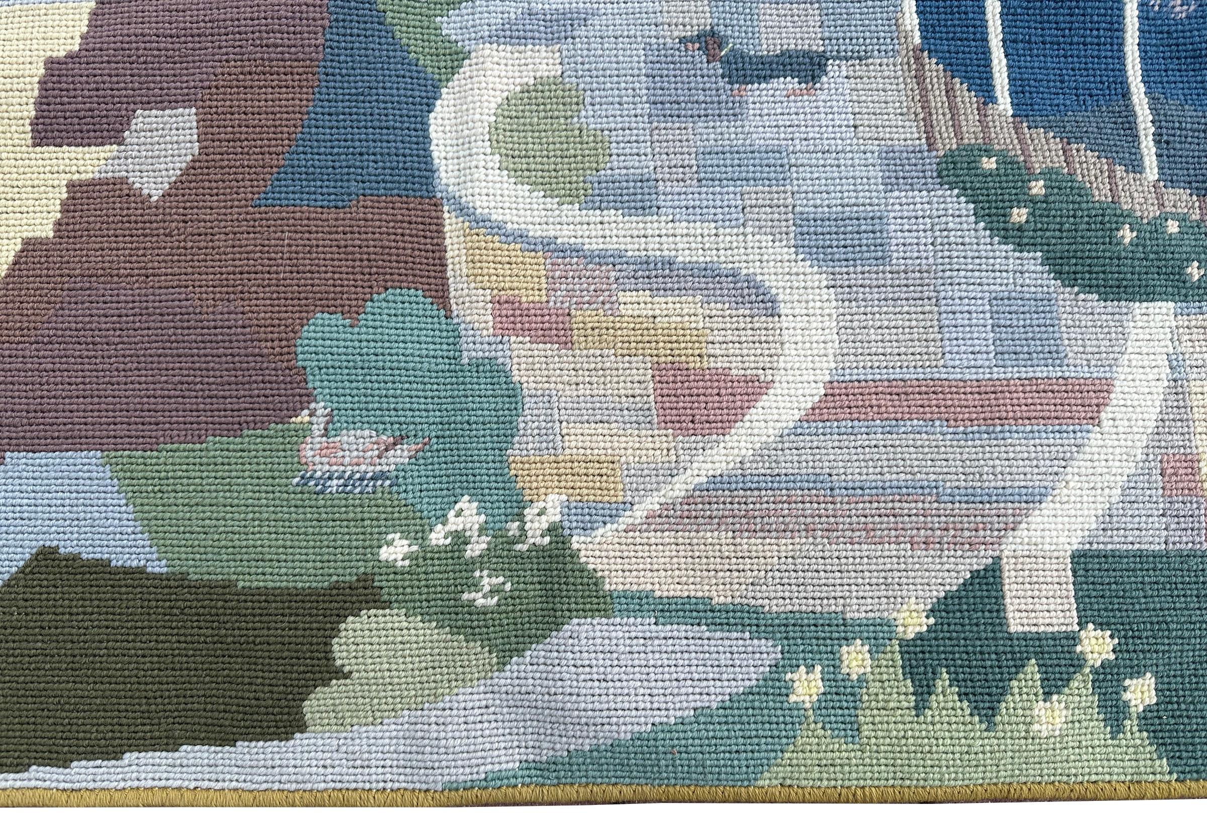1967 Phillips Pilot Rock Tapestry Yacht Club Rare Needlepoint 3x8ft 89cm x 249cm For Sale 3