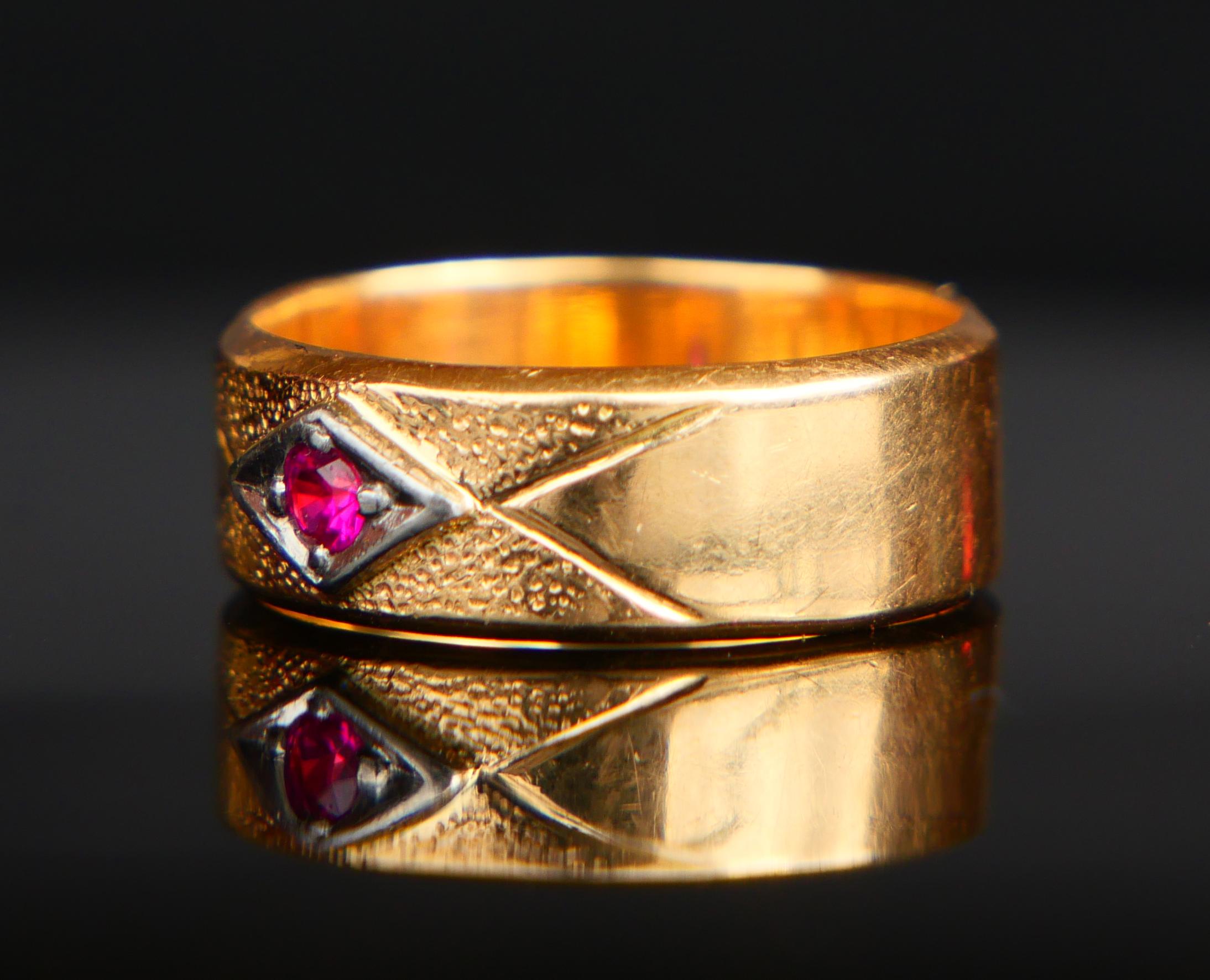 1967 Ring All Seeing Eye Ruby solid 18K Gold ØUS 5 / 4.6 gr. For Sale 6