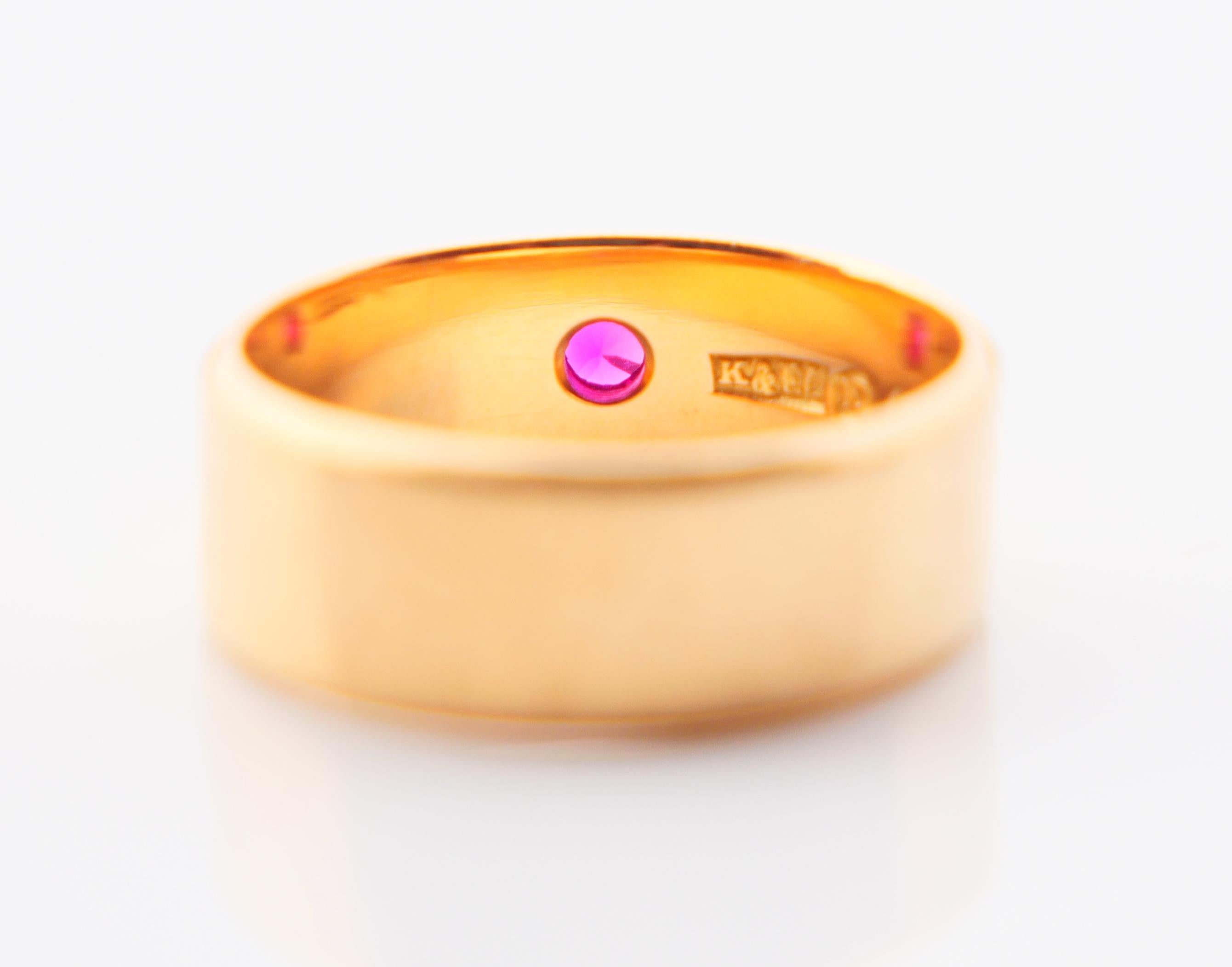 Old European Cut 1967 Ring All Seeing Eye Ruby solid 18K Gold ØUS 5 / 4.6 gr. For Sale