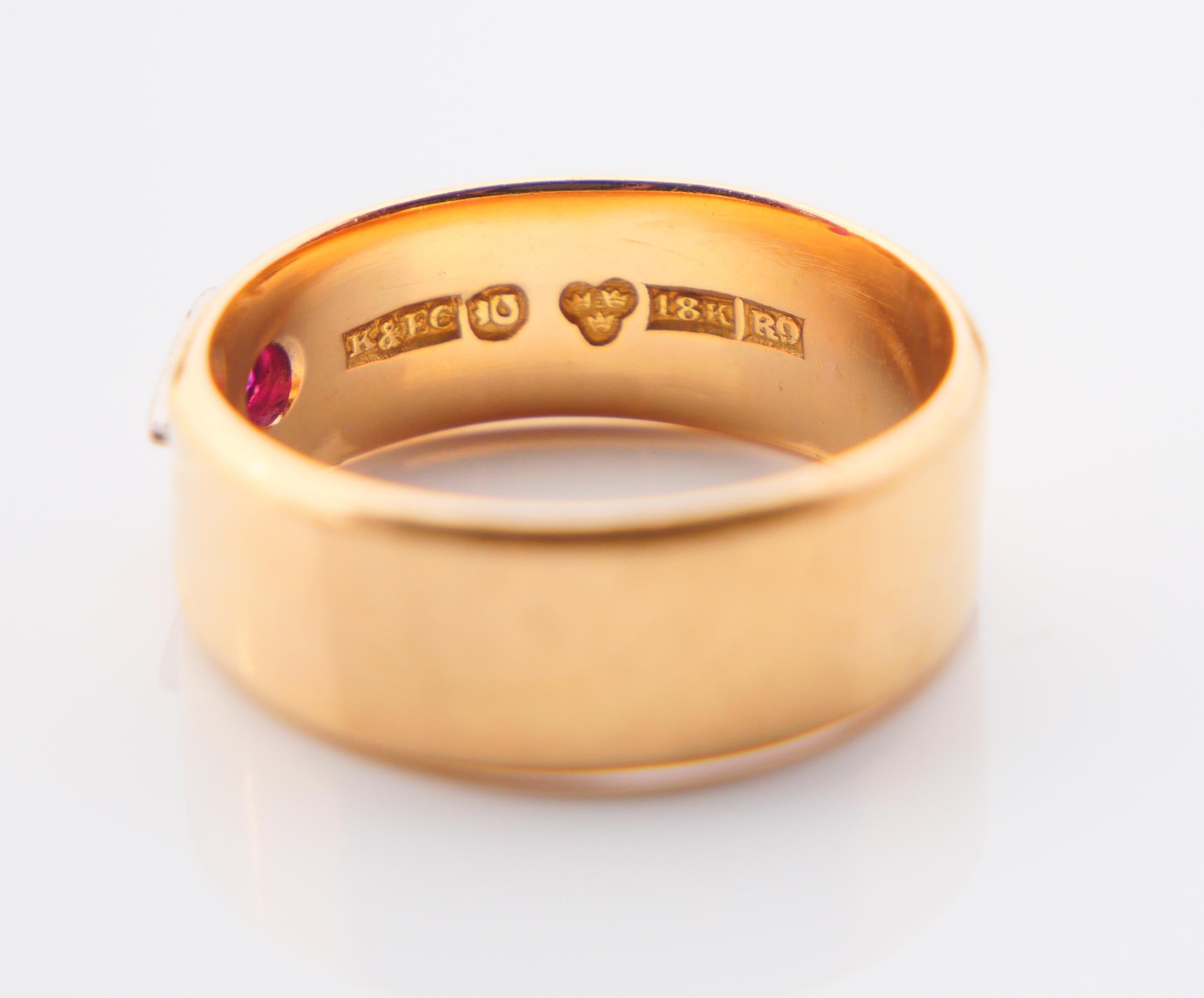 1967 Ring All Seeing Eye Ruby solid 18K Gold ØUS 5 / 4.6 gr. For Sale 8