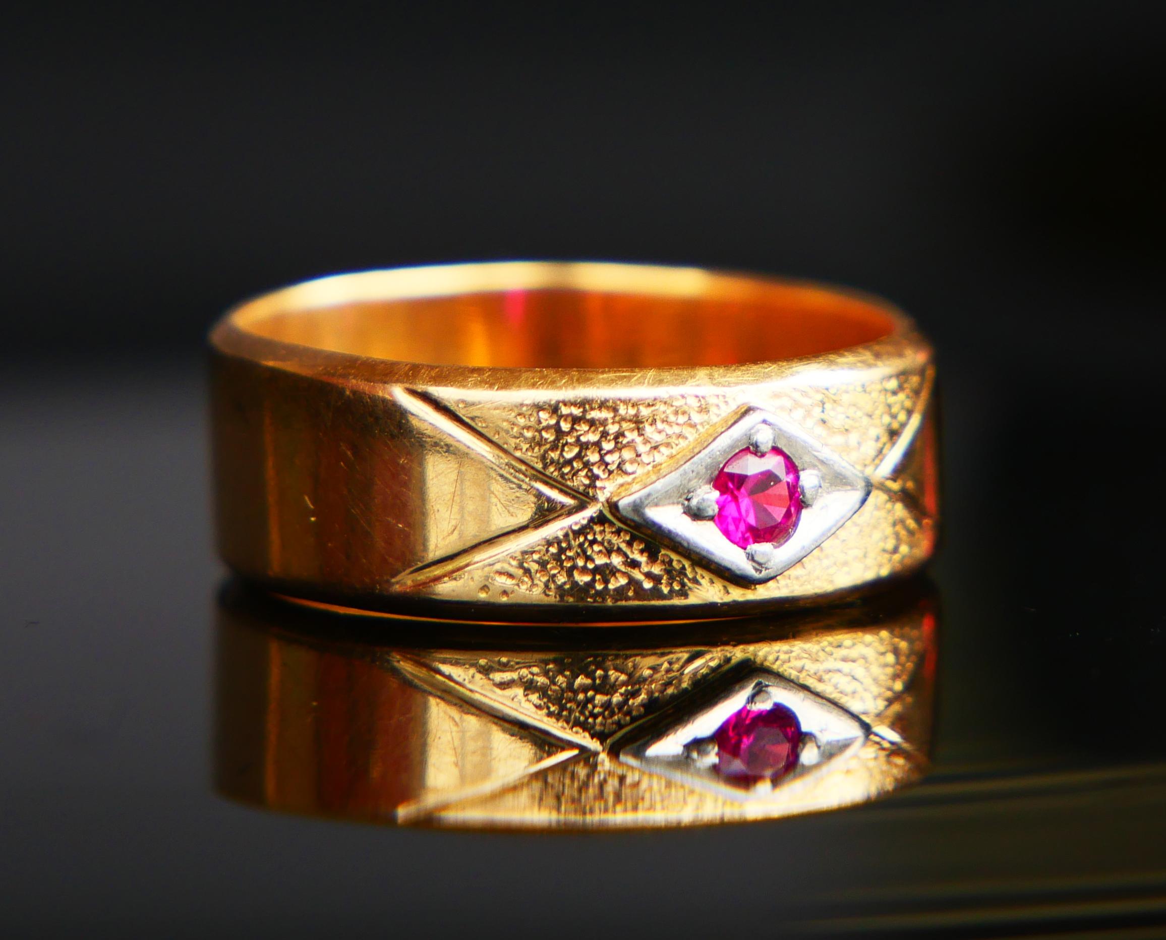 1967 Ring All Seeing Eye Ruby solid 18K Gold ØUS 5 / 4.6 gr. For Sale 3