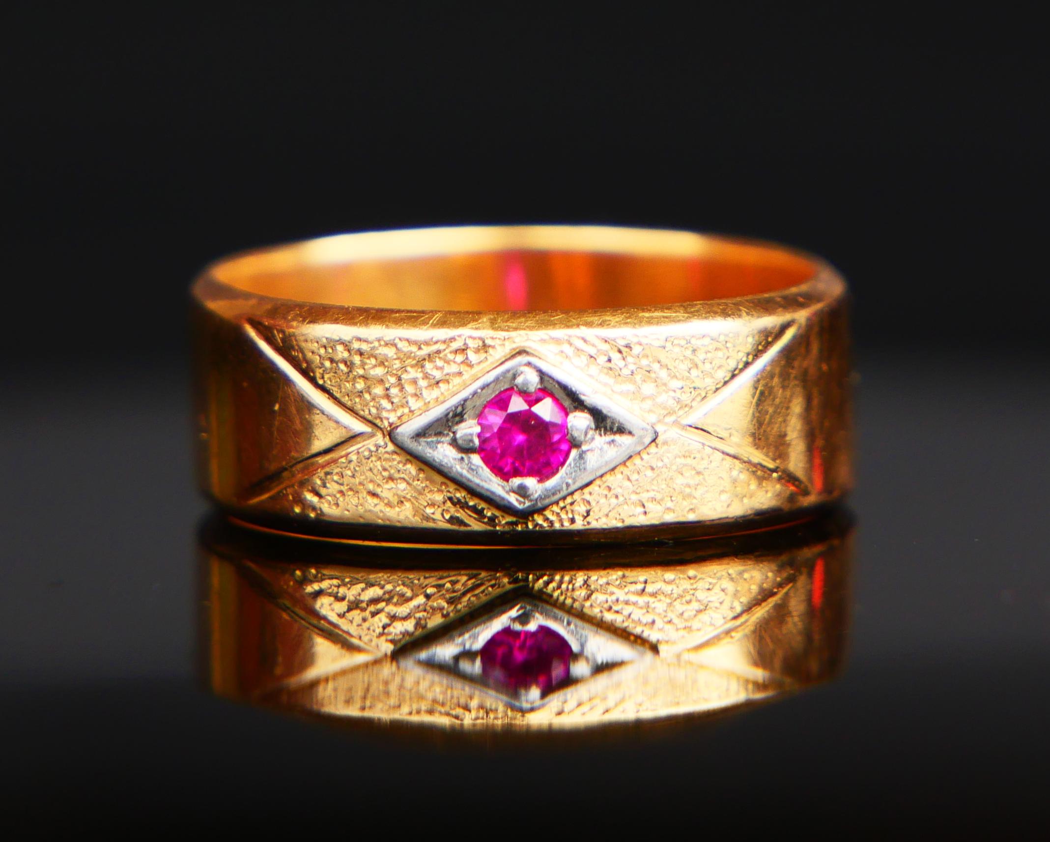 1967 Ring All Seeing Eye Ruby solid 18K Gold ØUS 5 / 4.6 gr. For Sale 4