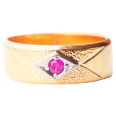 Retro 1967 Ring All Seeing Eye Ruby solid 18K Gold ØUS 5 / 4.6 gr.