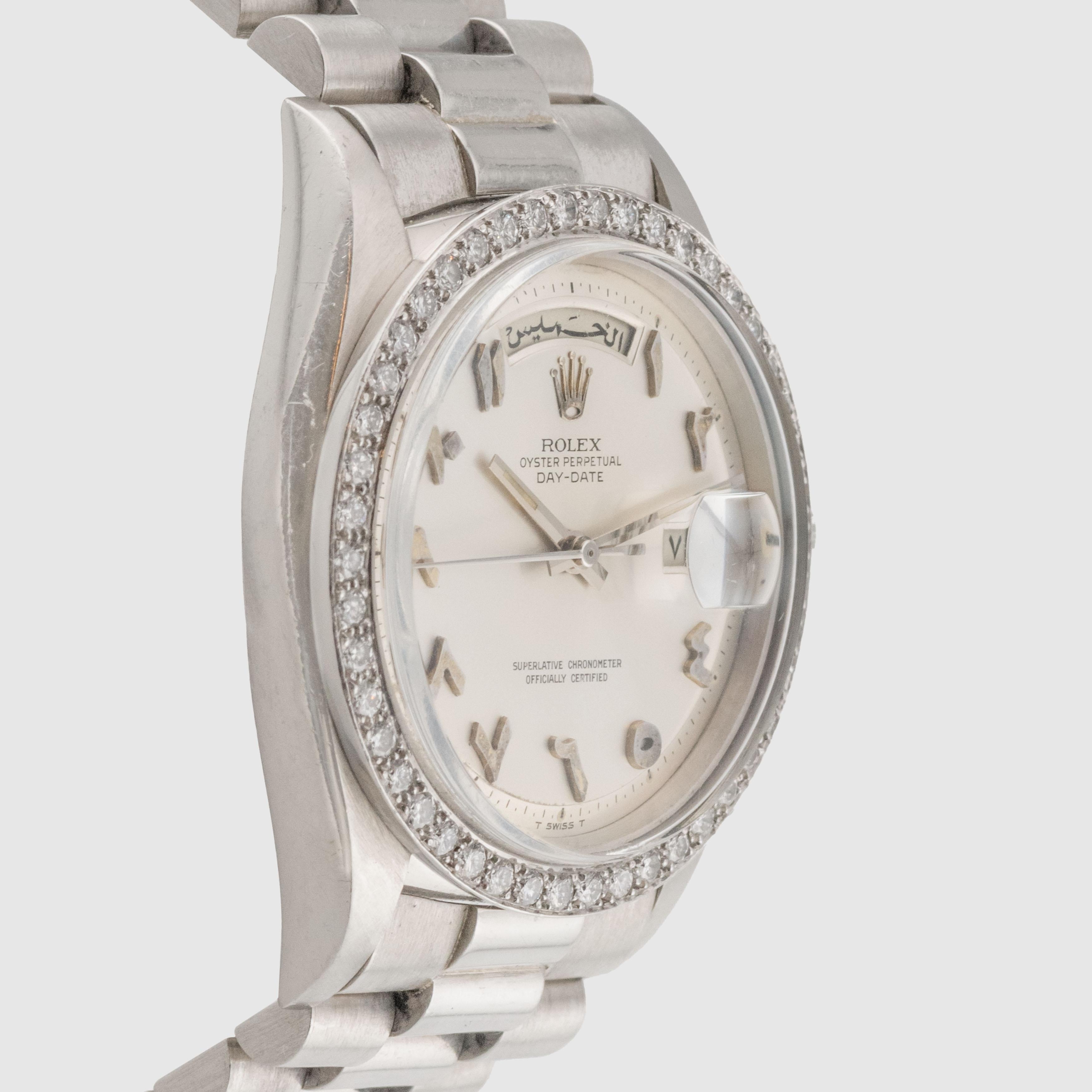 da uomo o donna 1967 Rolex Day Date Platino Quadrante Arabo Hindi Ref. 1804 in vendita