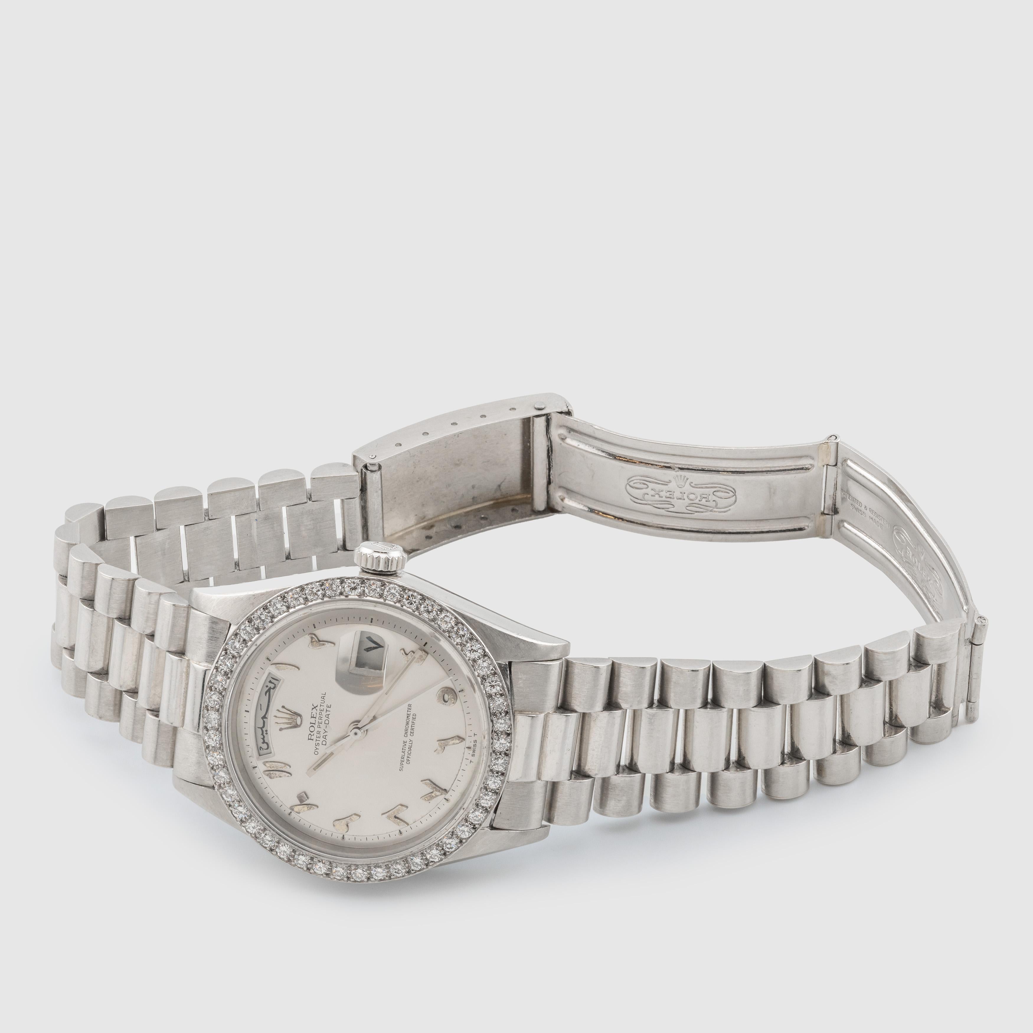 1967 Rolex Day Date Platino Quadrante Arabo Hindi Ref. 1804 in vendita 3